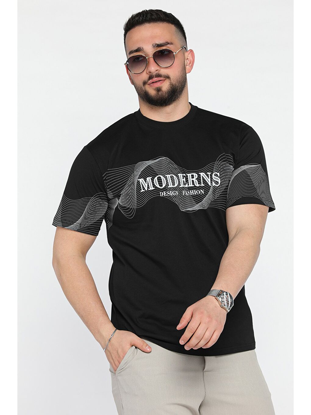 Siyah Baskılı  Erkek Tişört