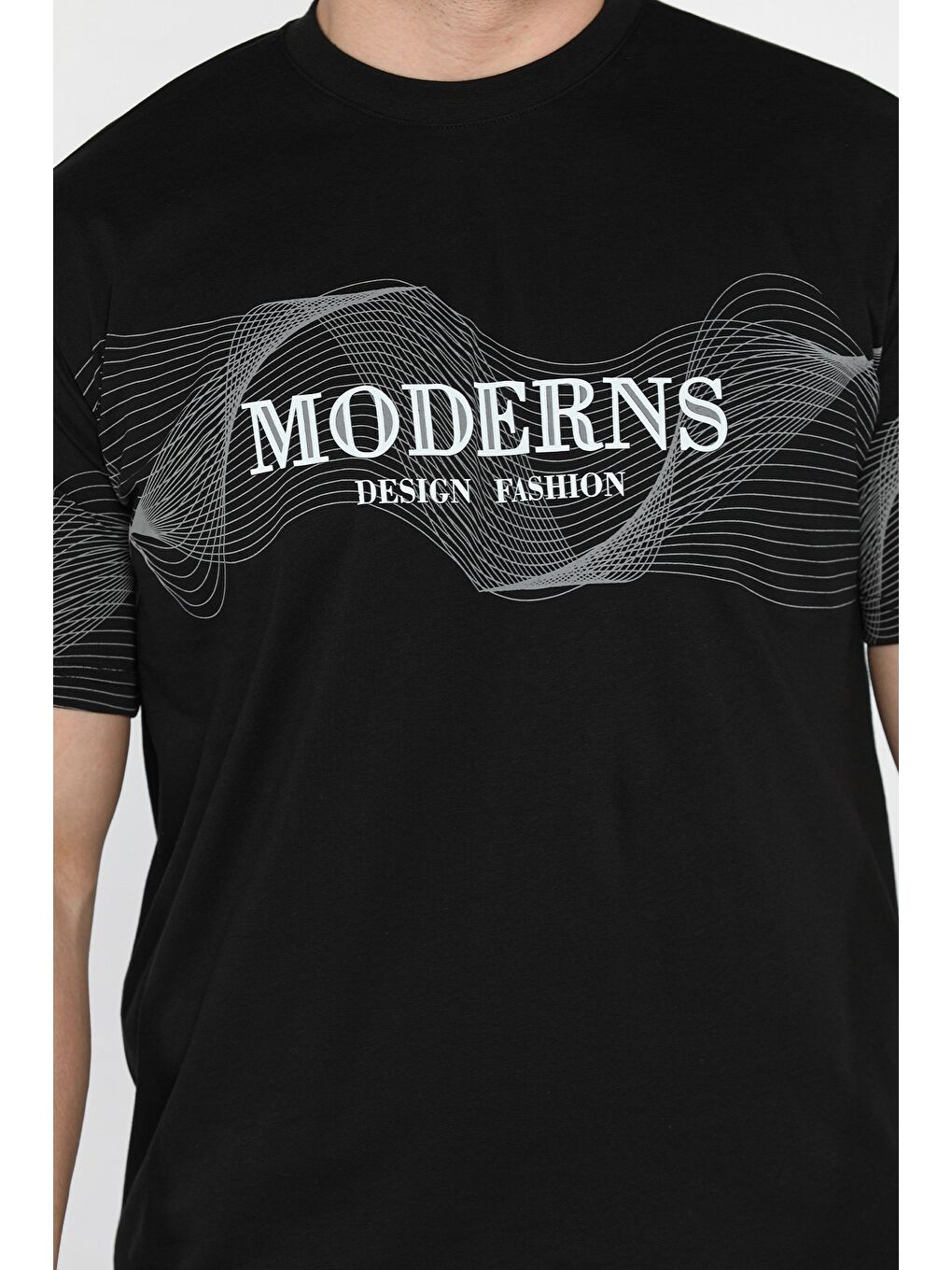 Siyah Baskılı  Erkek Tişört-3