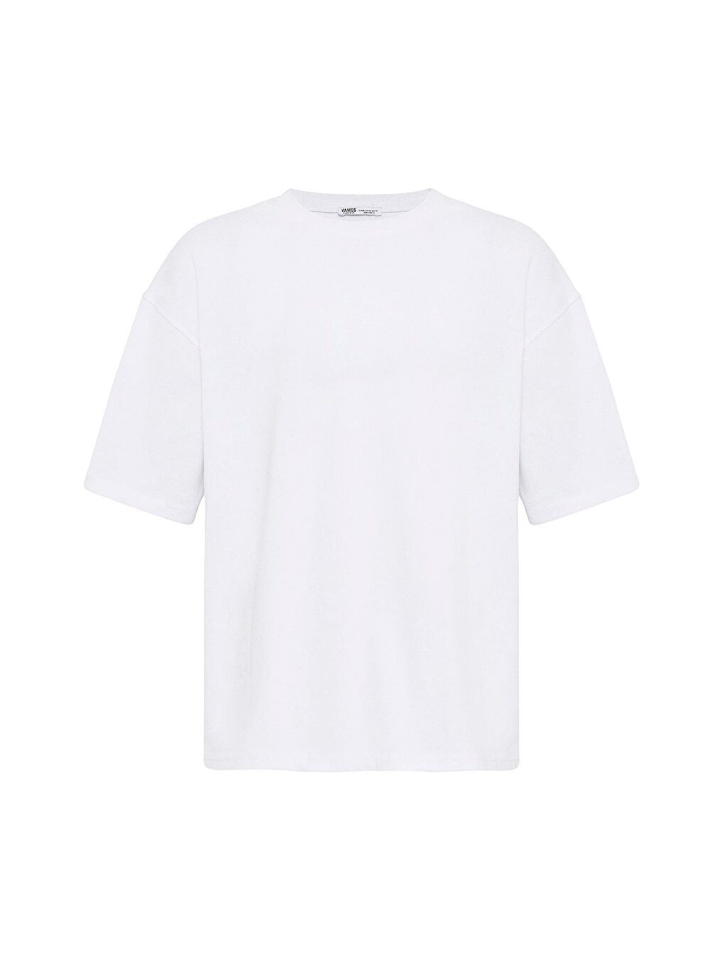 Basic Oversize Bisiklet Yaka Tişört Beyaz-1