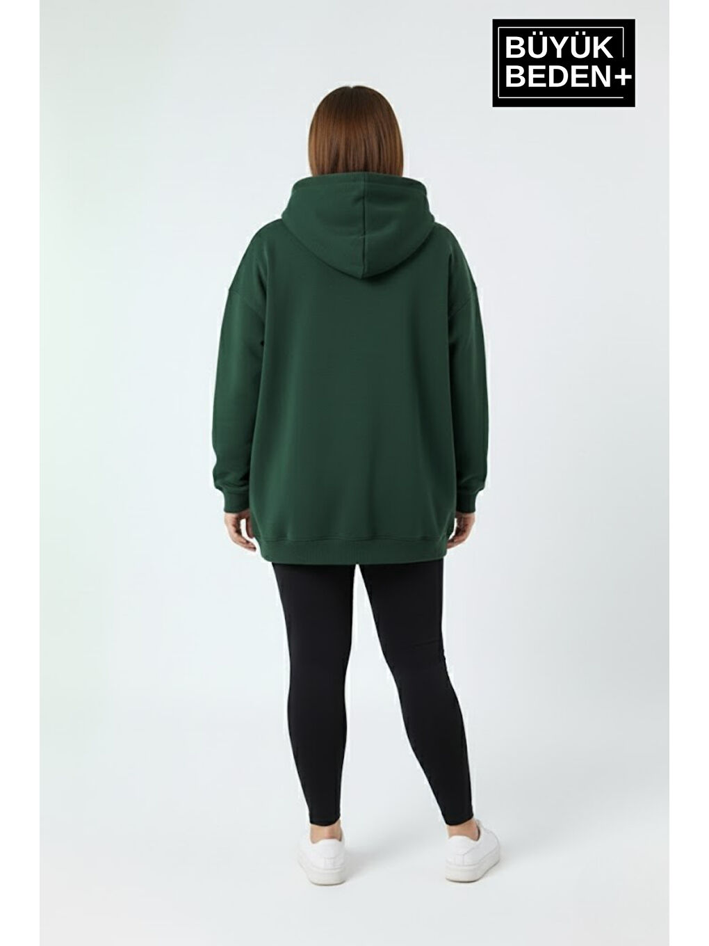 Yeşil Kadın Büyük Beden Chef Baskılı Kapüşonlu Rahat Kalıp Sweatshirt SPR26BSWK966-2