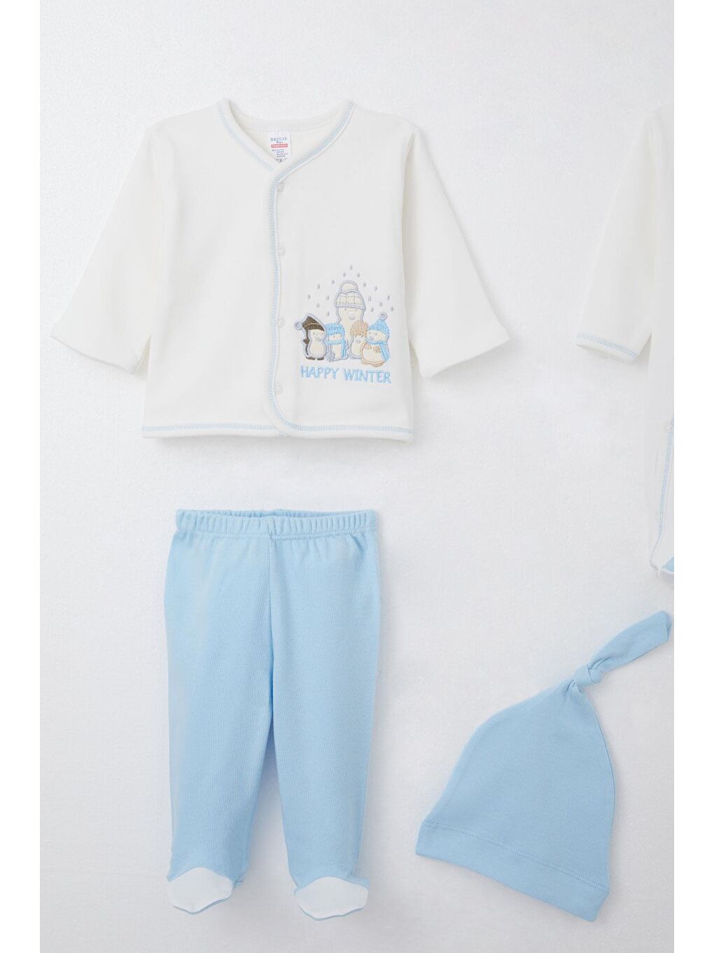 Erkek Bebek Hastane Çıkışı 8 Li Kış Temalı Kardan Adam Ailesi Beyaz (0-3 Ay)-2