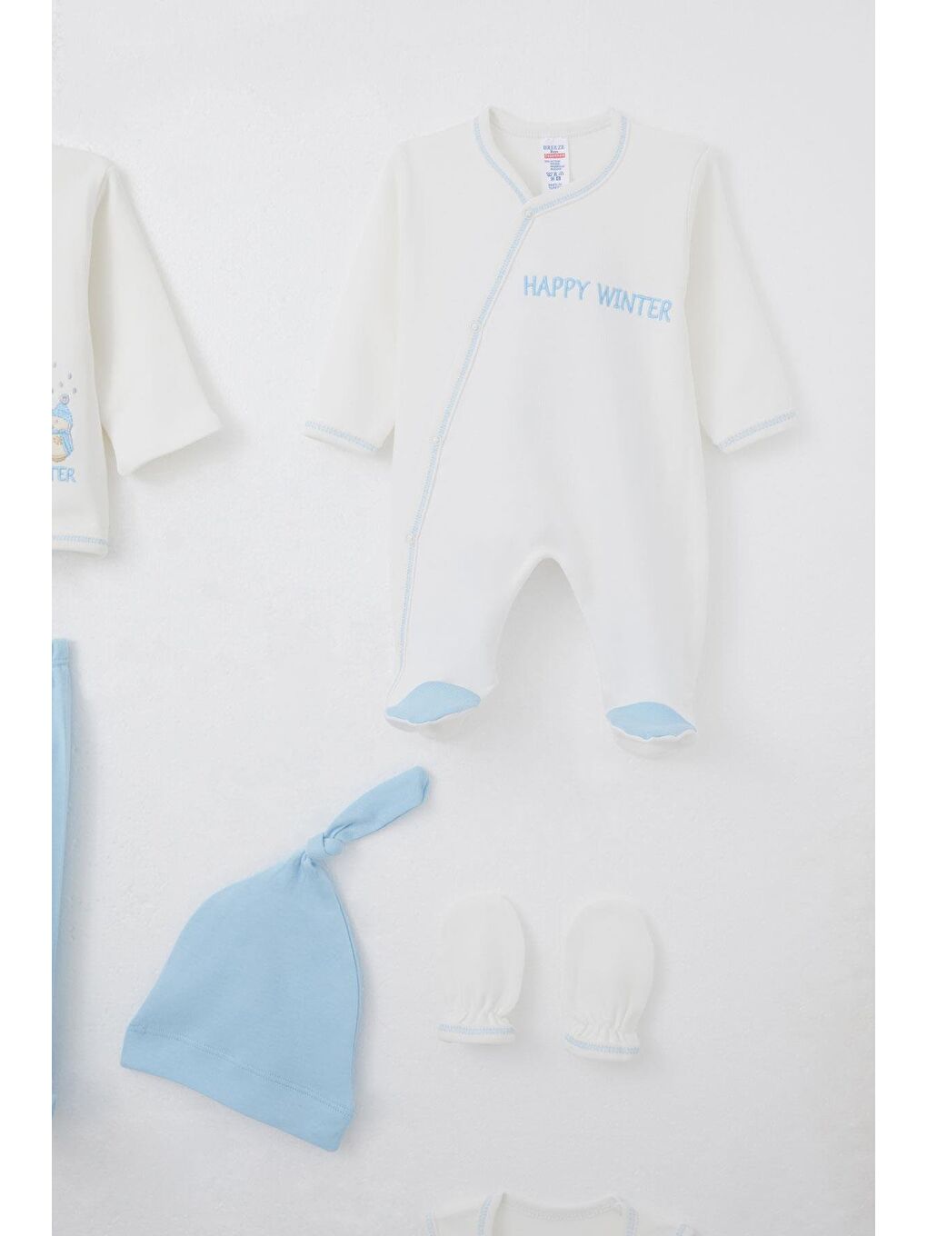 Erkek Bebek Hastane Çıkışı 8 Li Kış Temalı Kardan Adam Ailesi Beyaz (0-3 Ay)-3