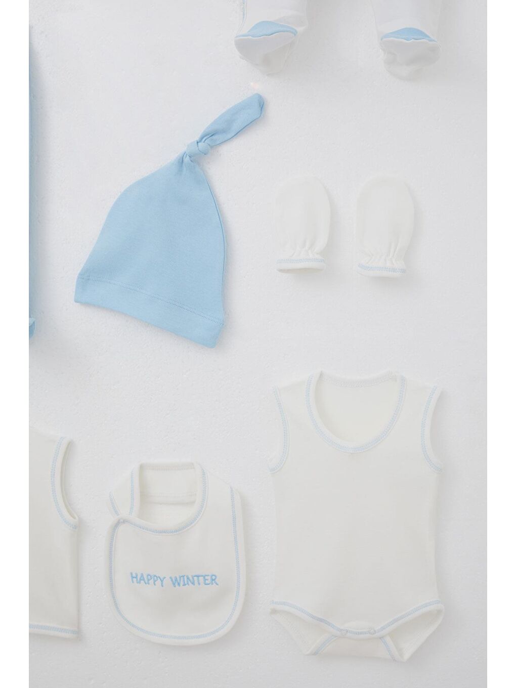 Erkek Bebek Hastane Çıkışı 8 Li Kış Temalı Kardan Adam Ailesi Beyaz (0-3 Ay)-5