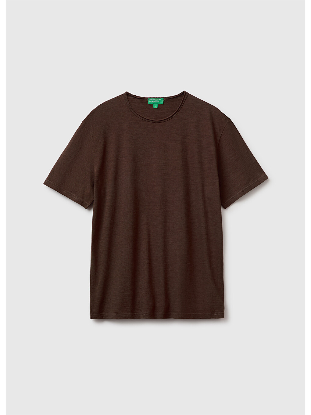 Erkek Koyu Kahverengi %100 Pamuk Regular Fit Bisiklet Yaka T-shirt