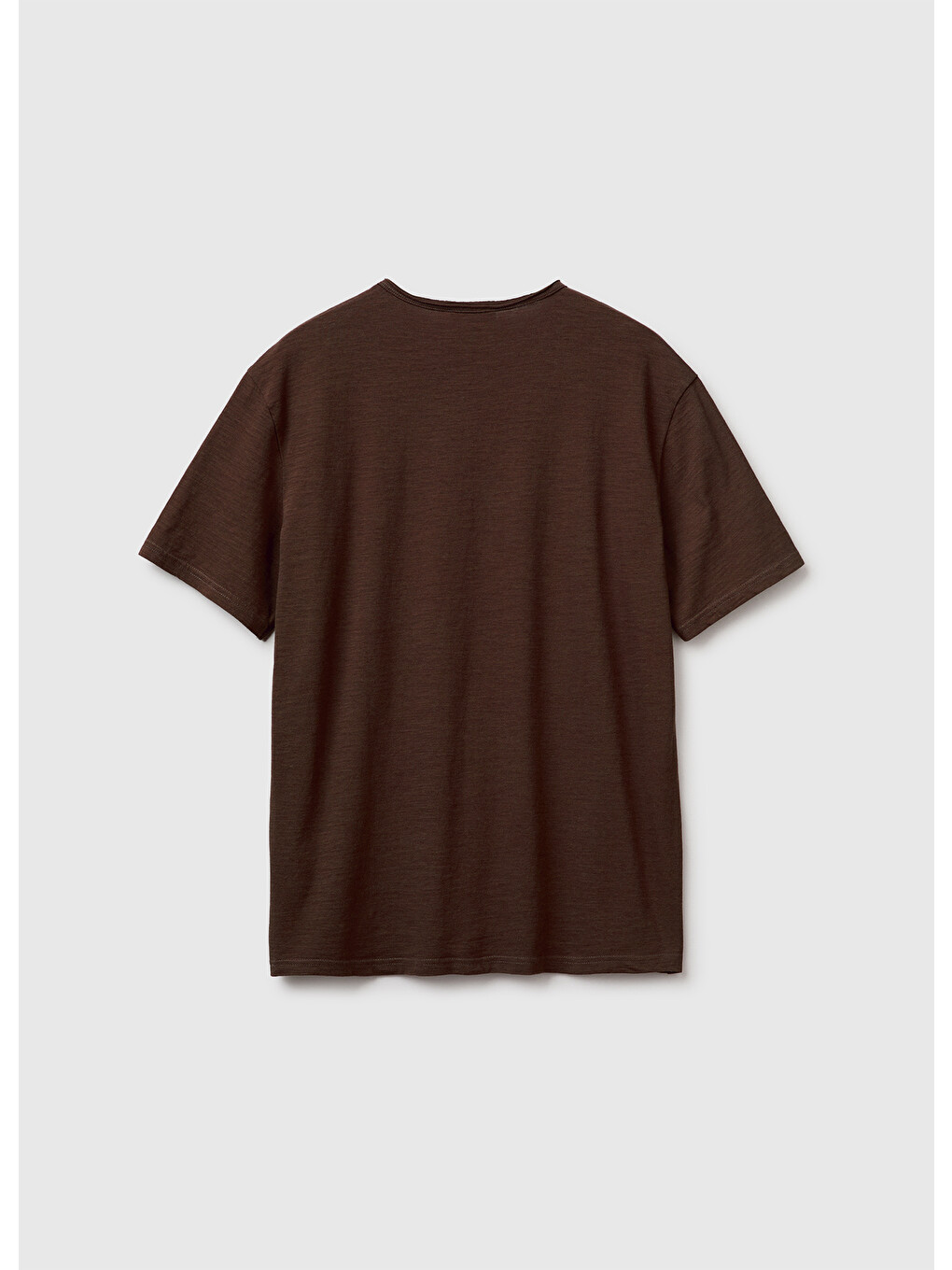 Erkek Koyu Kahverengi %100 Pamuk Regular Fit Bisiklet Yaka T-shirt-1