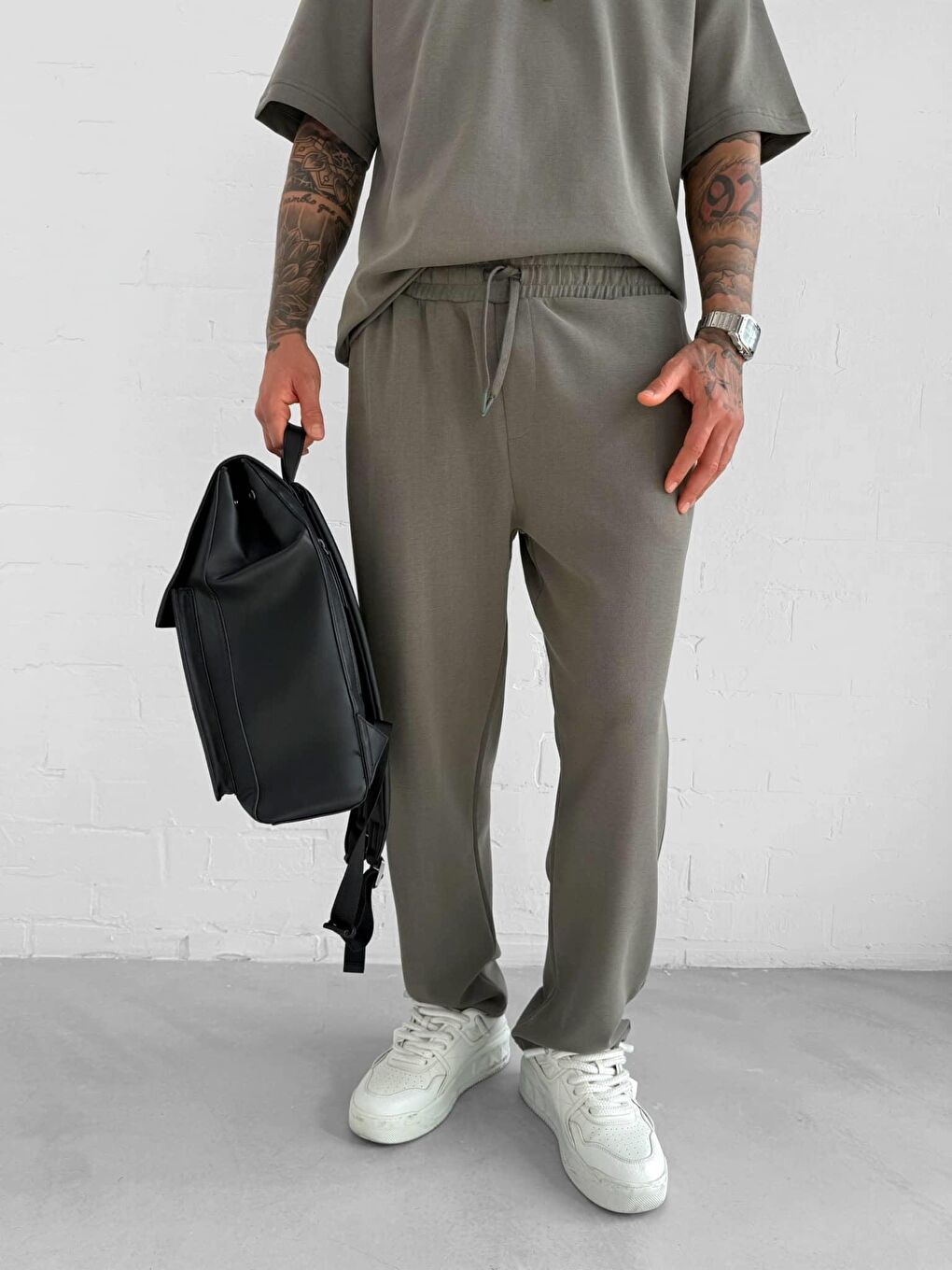 Erkek Regular Fit Beli Lastikli Rahat Eşofman Yeşil-2