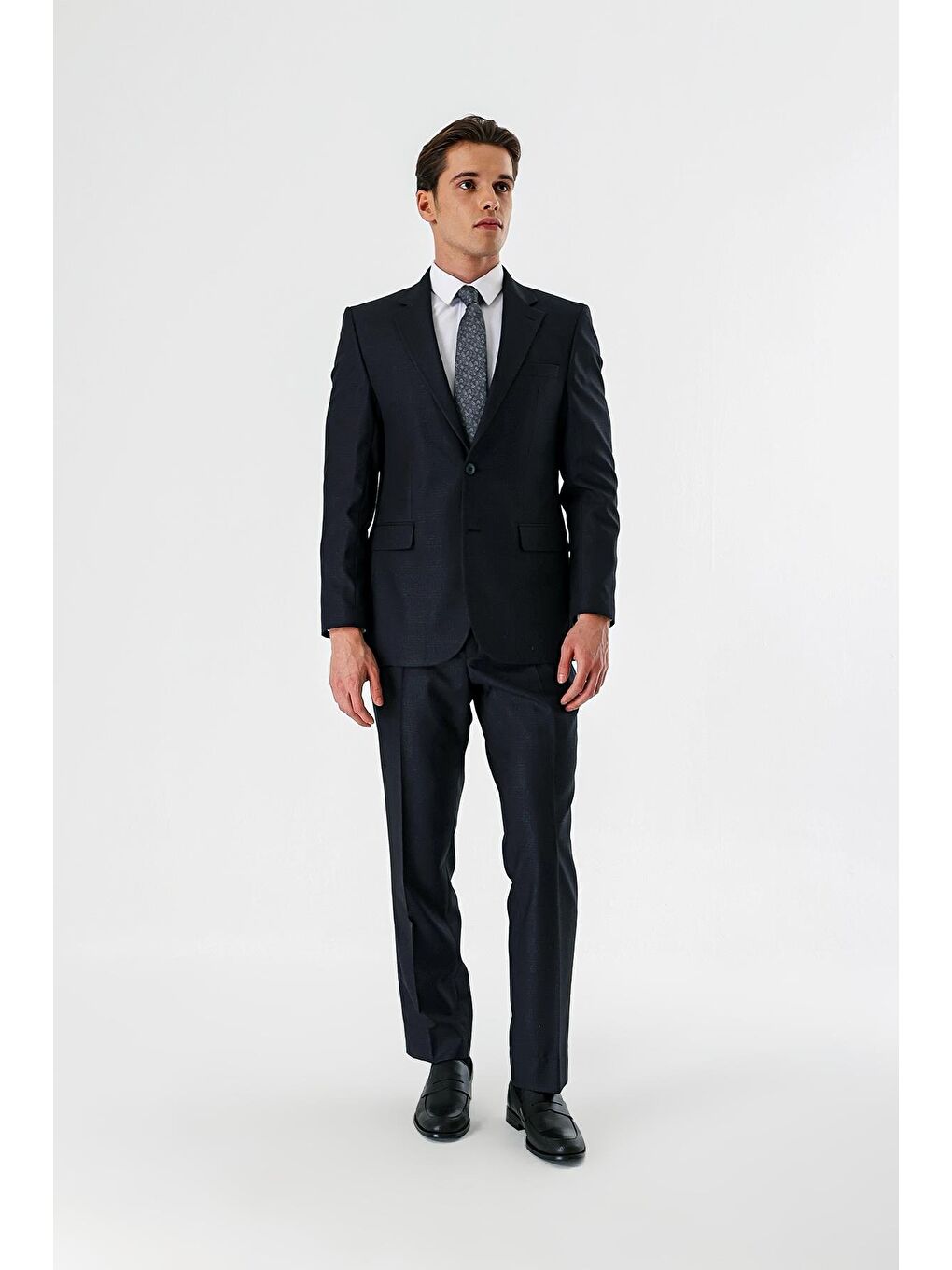 Koyu Lacivert Mono Yaka 6 Drop Comfort Klasik Takım Elbise 1001240160-3