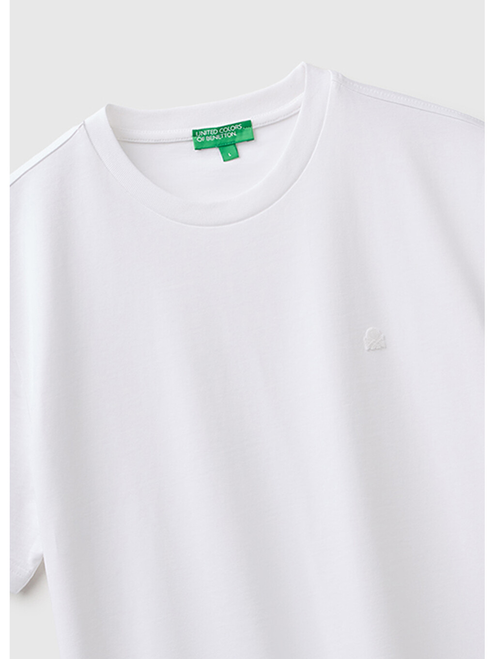 Erkek Beyaz %100 Pamuk Logolu Bisiklet Yaka T-shirt-2
