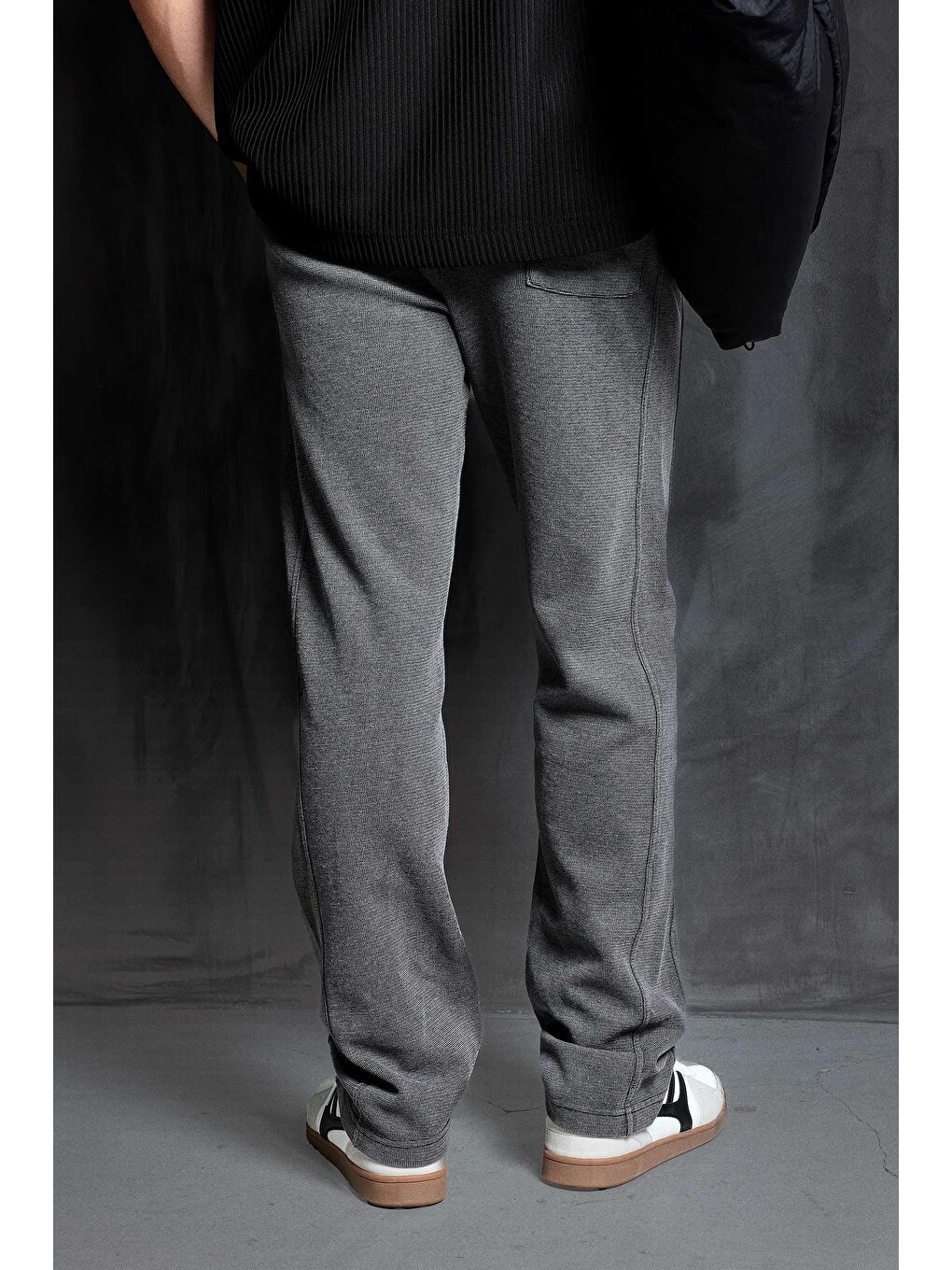 Erkek Yıkamalı Beli Lastikli Regular Fit Eşofman Koyu Gri-5