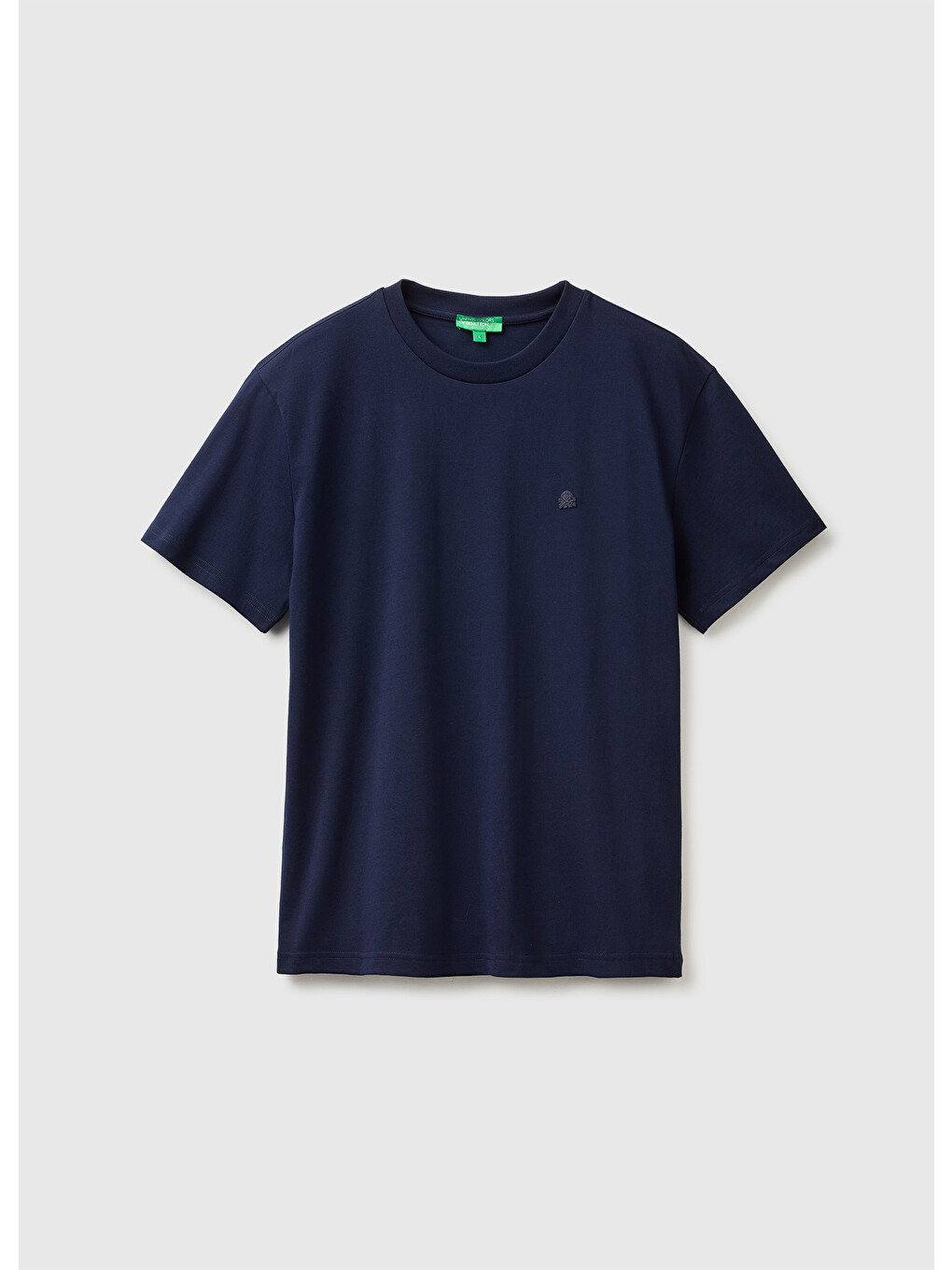 Erkek Lacivert %100 Pamuk Logolu Bisiklet Yaka T-shirt