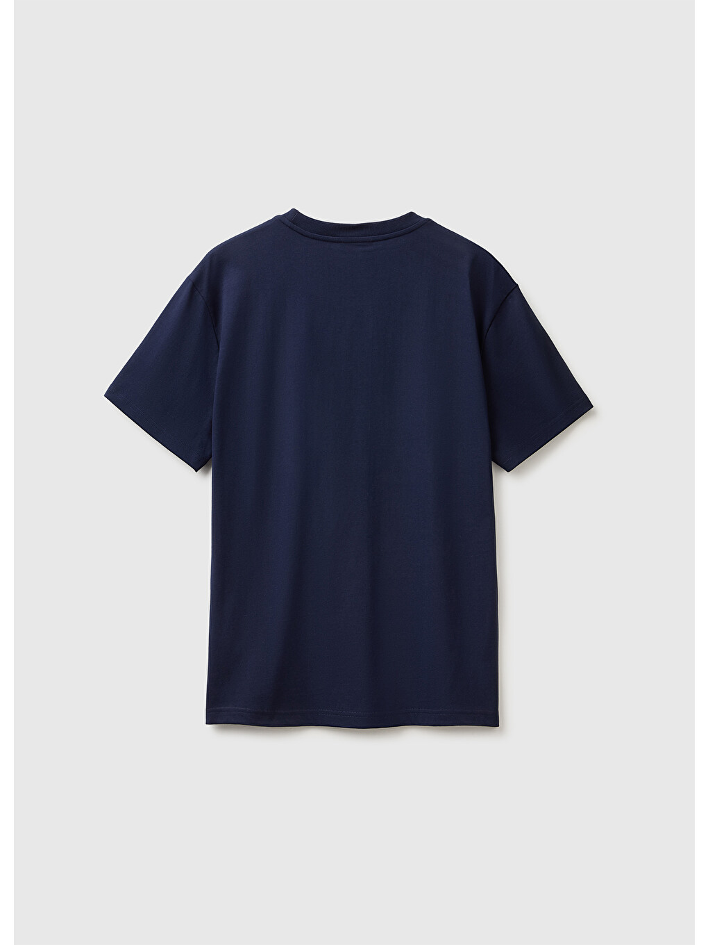 Erkek Lacivert %100 Pamuk Logolu Bisiklet Yaka T-shirt-1
