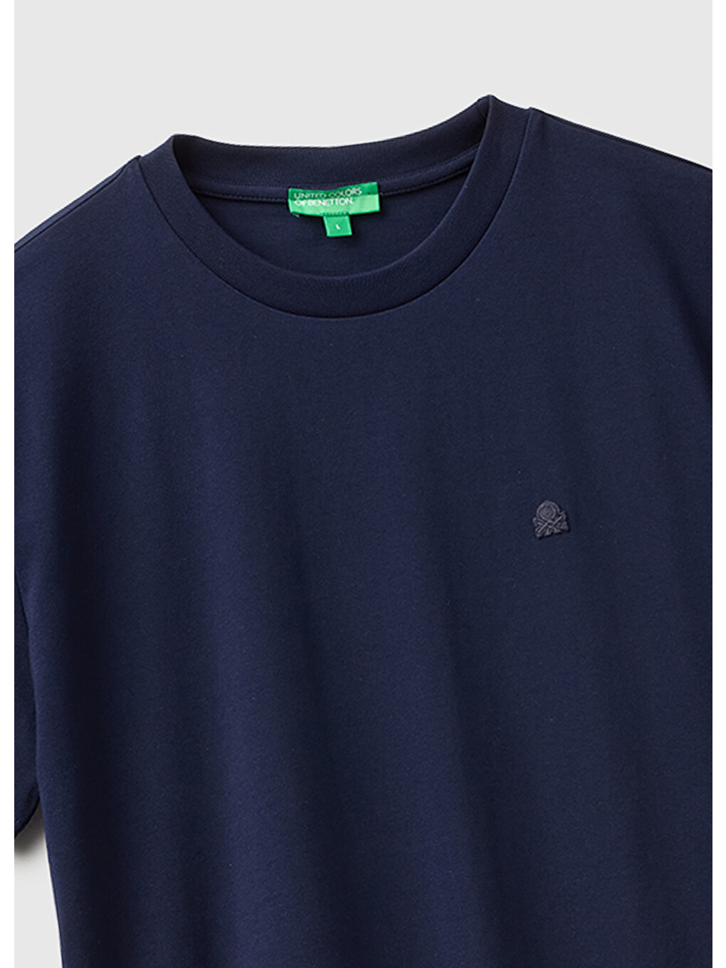 Erkek Lacivert %100 Pamuk Logolu Bisiklet Yaka T-shirt-2