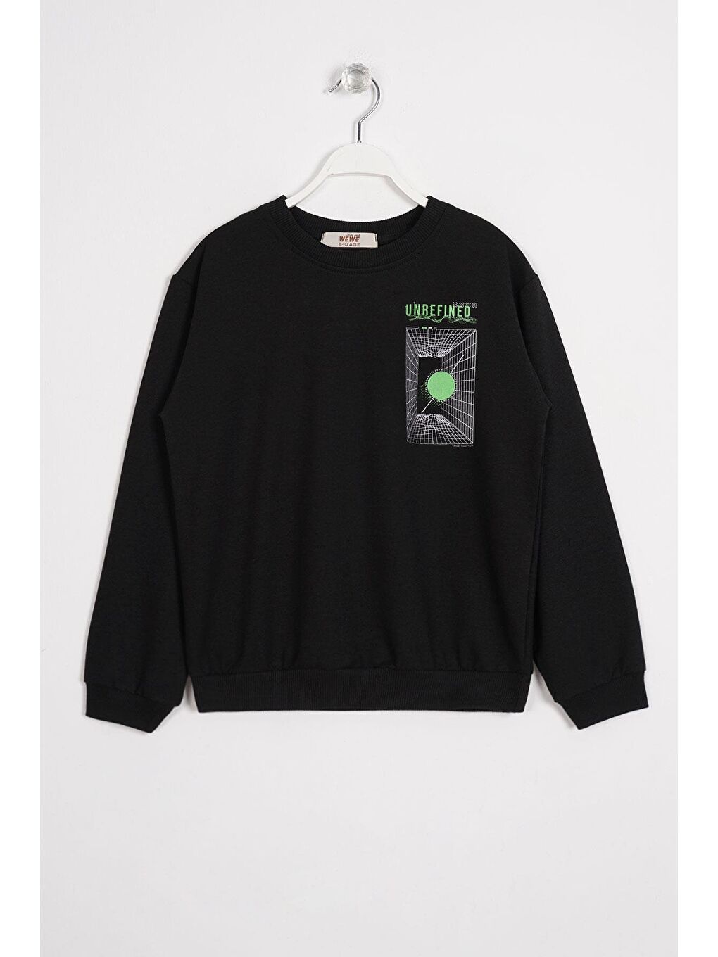 Ön Arka Dijital Baskı Detaylı Siyah Renk Erkek Çocuk Sweatshirt