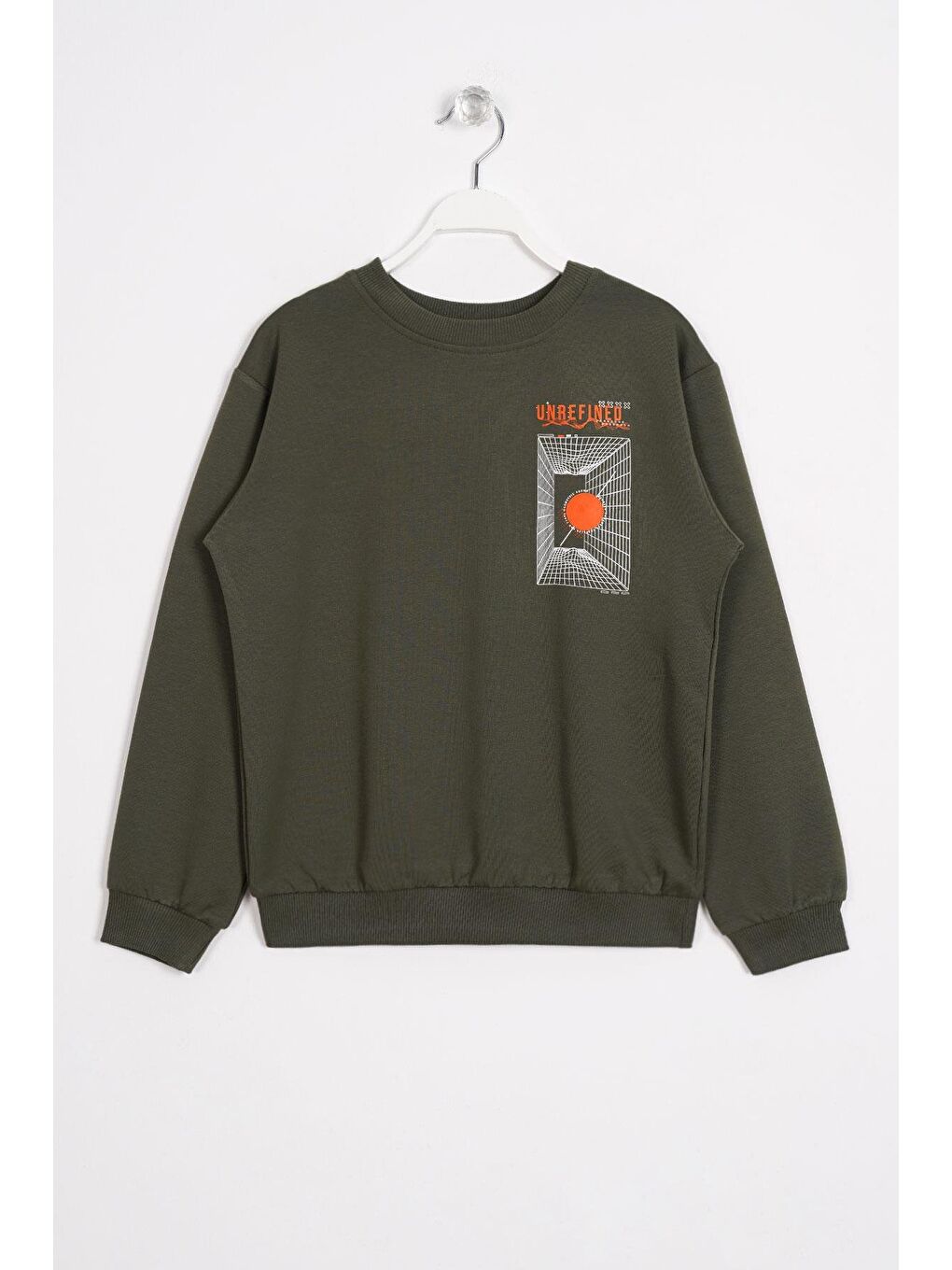 Ön Arka Dijital Baskı Detaylı Haki Renk Erkek Çocuk Sweatshirt