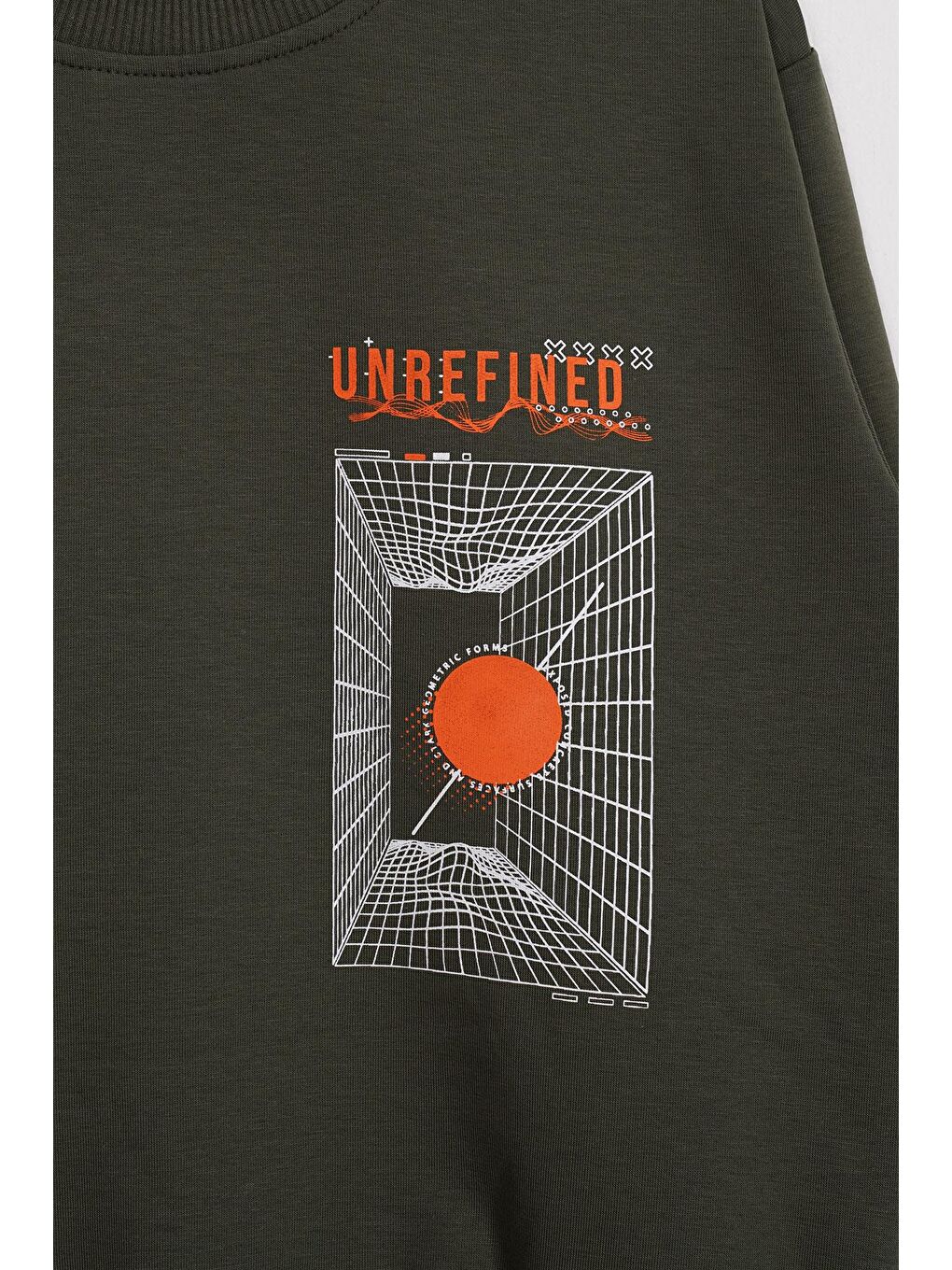 Ön Arka Dijital Baskı Detaylı Haki Renk Erkek Çocuk Sweatshirt-1