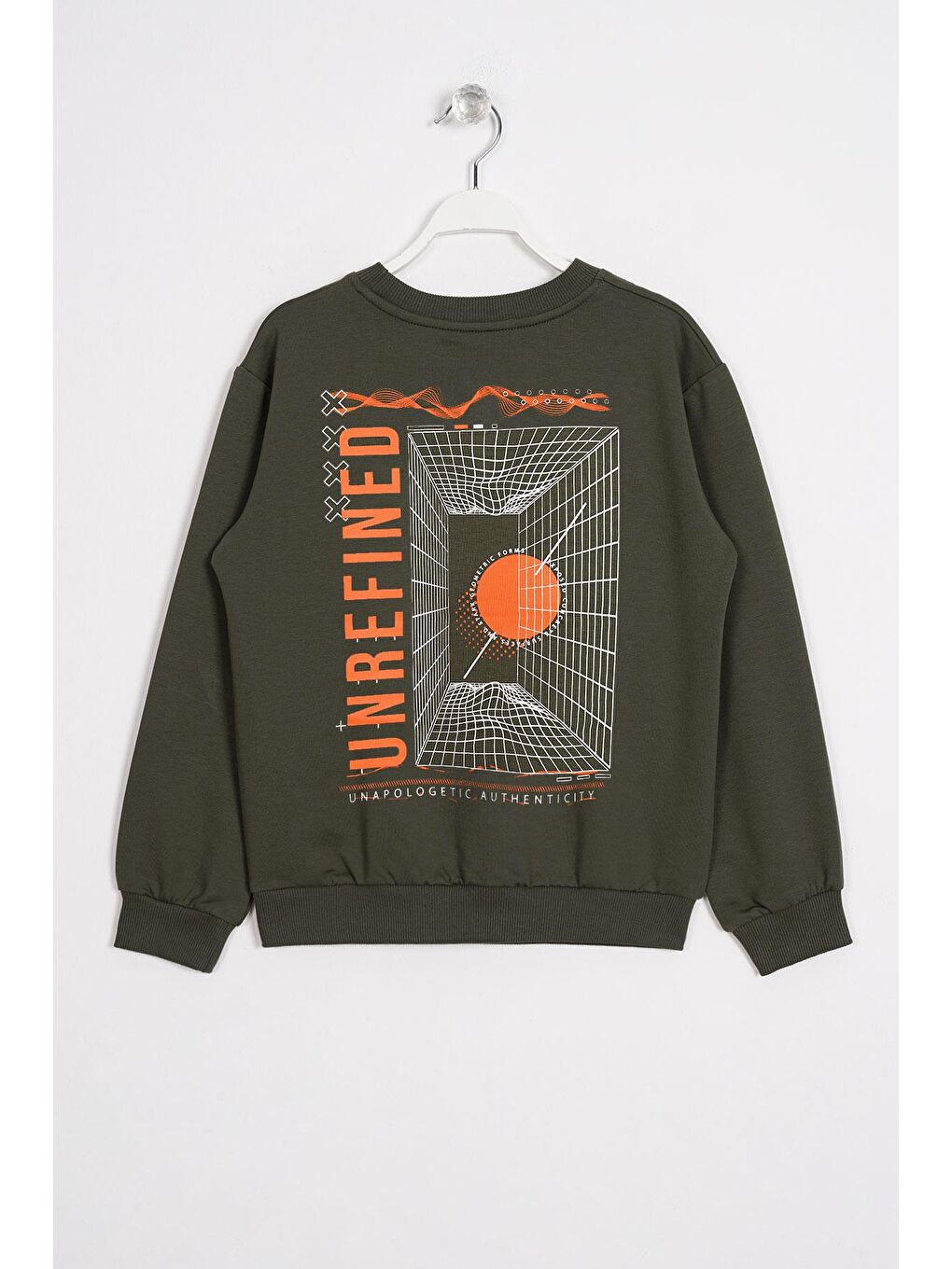 Ön Arka Dijital Baskı Detaylı Haki Renk Erkek Çocuk Sweatshirt-2