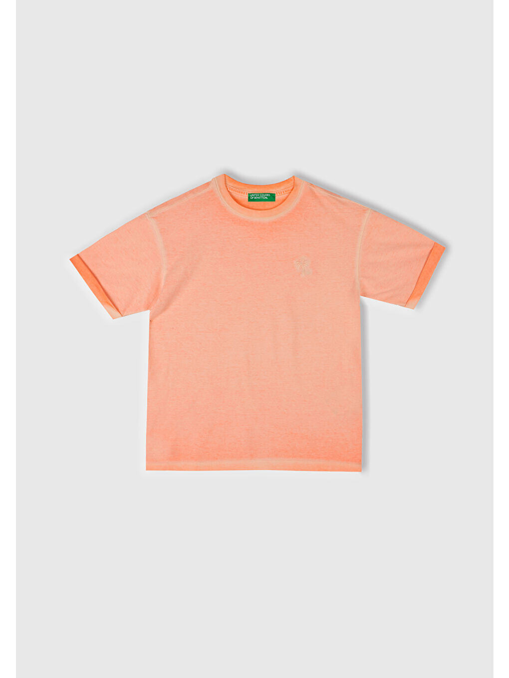 Erkek Çocuk Turuncu Soluk Efektli Logo İşlemeli Oversize T-Shirt