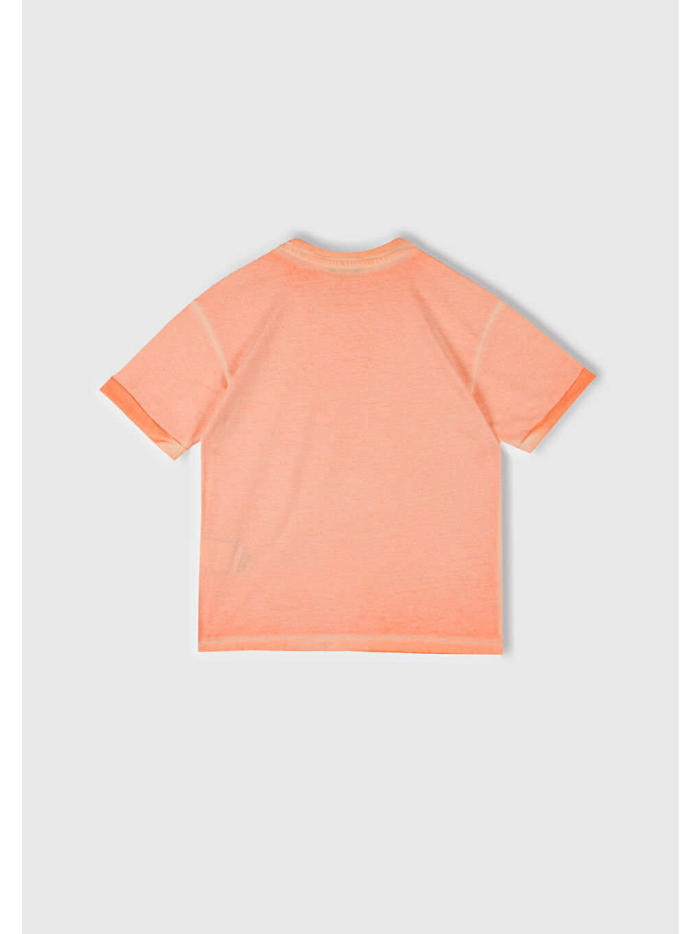 Erkek Çocuk Turuncu Soluk Efektli Logo İşlemeli Oversize T-Shirt-2