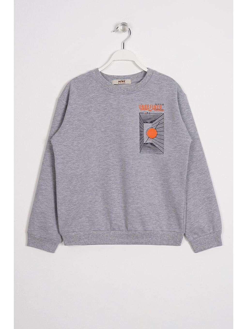 Ön Arka Dijital Baskı Detaylı Gri Melanj Renk Erkek Çocuk Sweatshirt