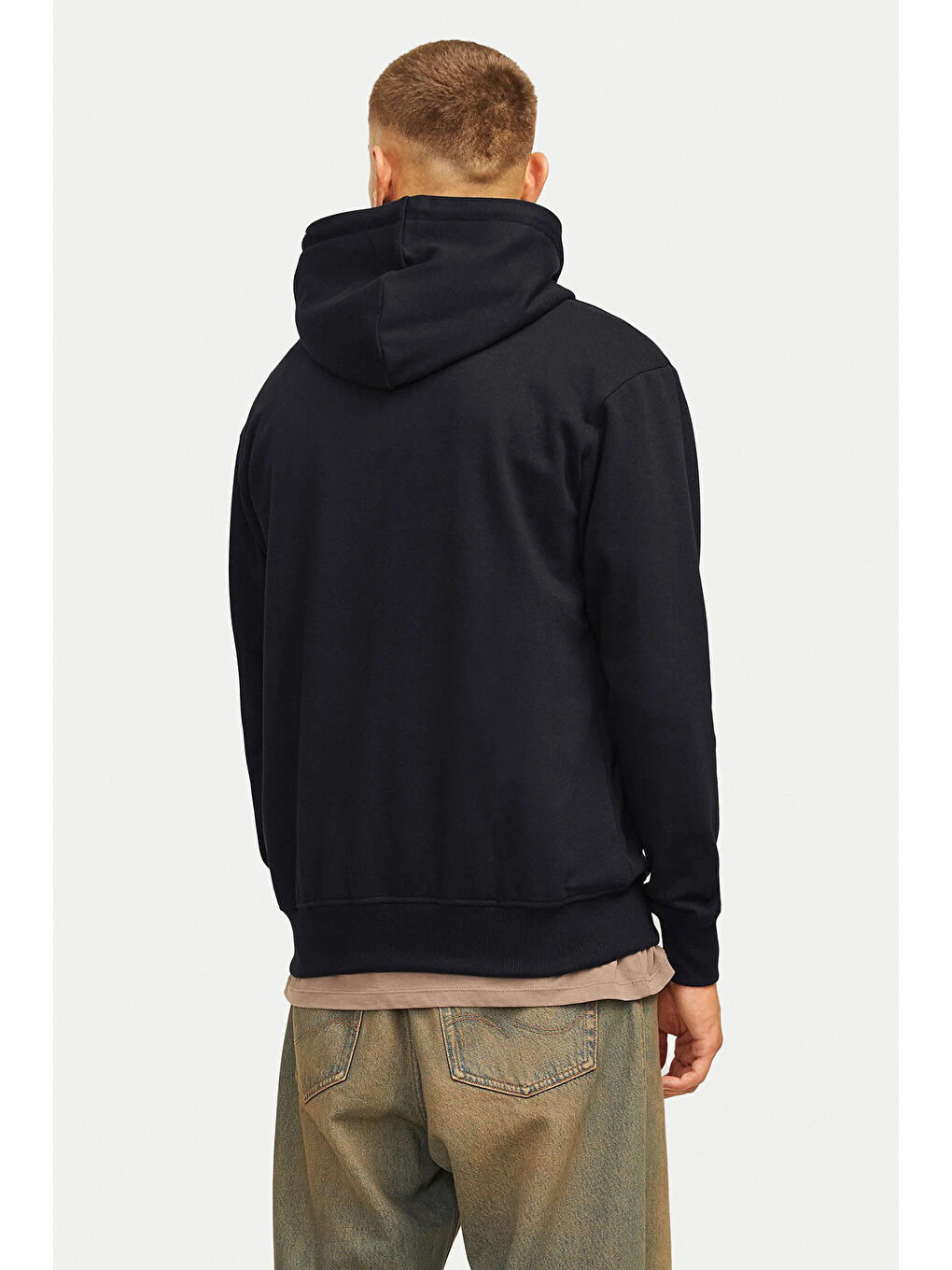 Jack & Jones Siyah Pamuklu Relaxed Fit Kapüşonlu Erkek  Hoodie 12256841 - 1