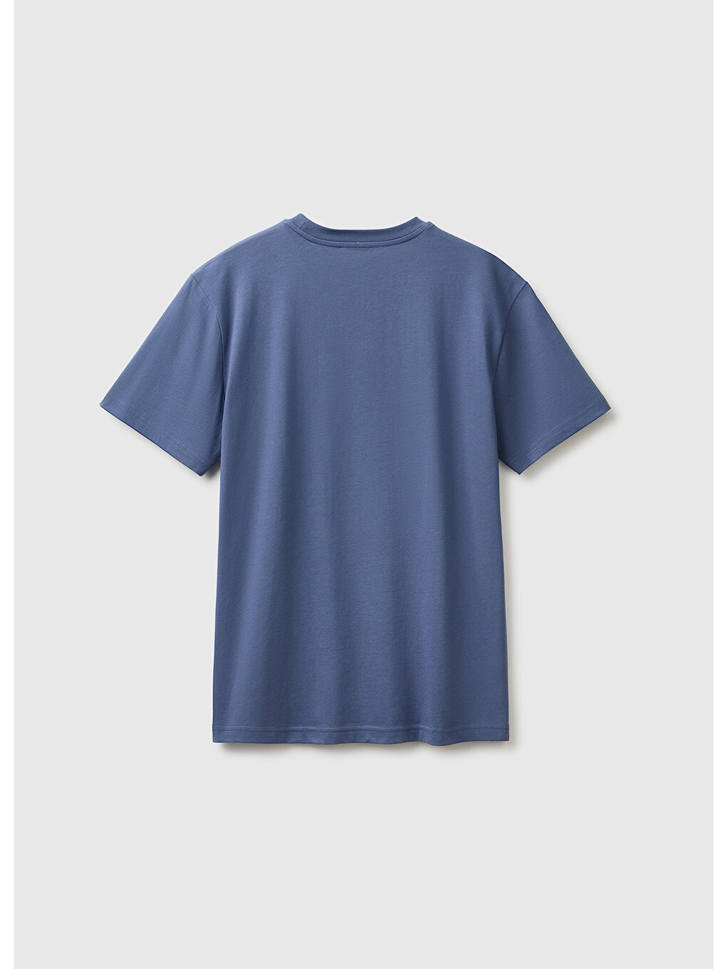 Turkuaz Erkek Havacı Mavi %100 Pamuk Logolu Bisiklet Yaka T-shirt-1