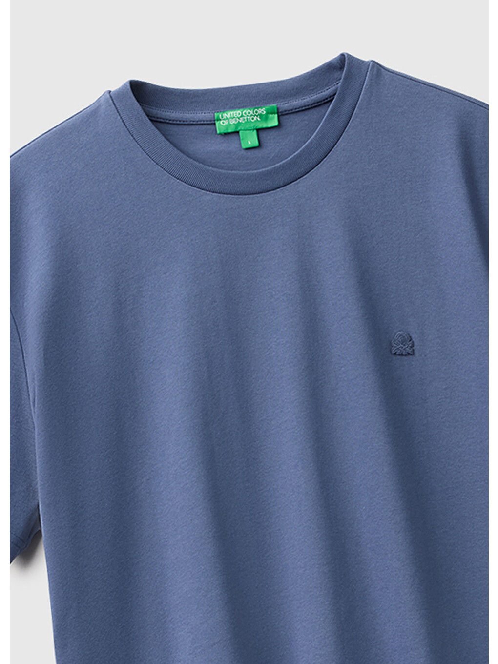 Turkuaz Erkek Havacı Mavi %100 Pamuk Logolu Bisiklet Yaka T-shirt-2