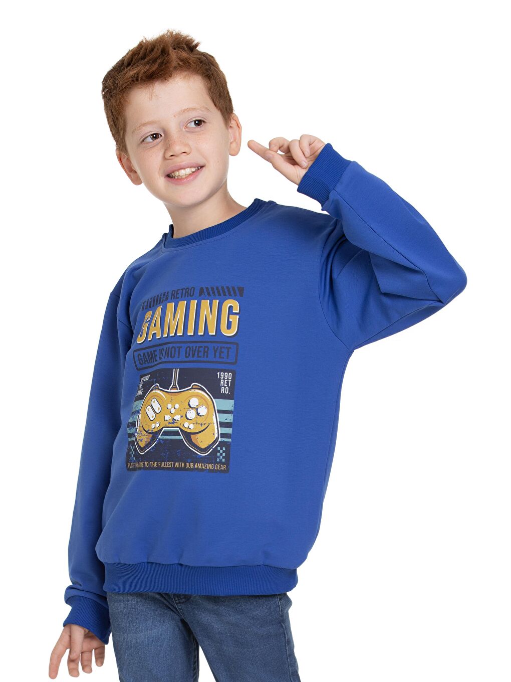 Mavi Gaming Baskılı Saks Renk Erkek Çocuk Sweatshirt-1