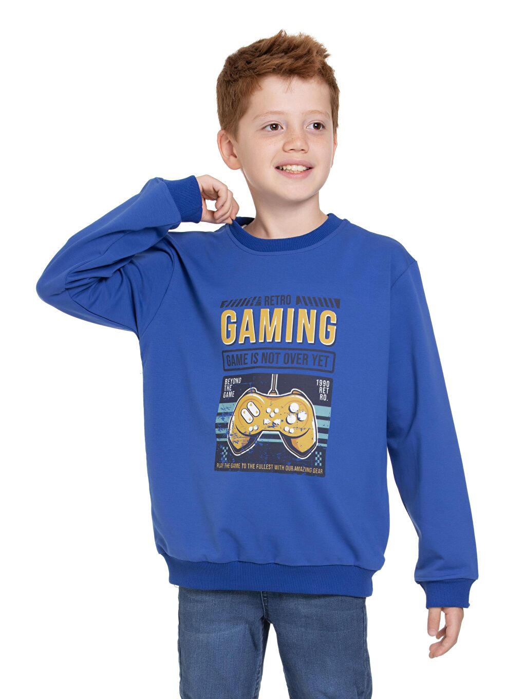 Mavi Gaming Baskılı Saks Renk Erkek Çocuk Sweatshirt-2