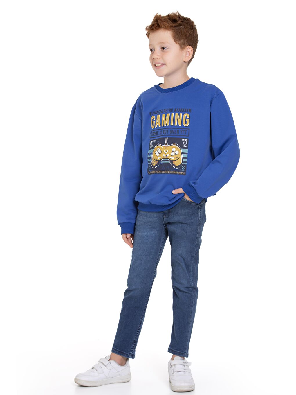 Mavi Gaming Baskılı Saks Renk Erkek Çocuk Sweatshirt-3