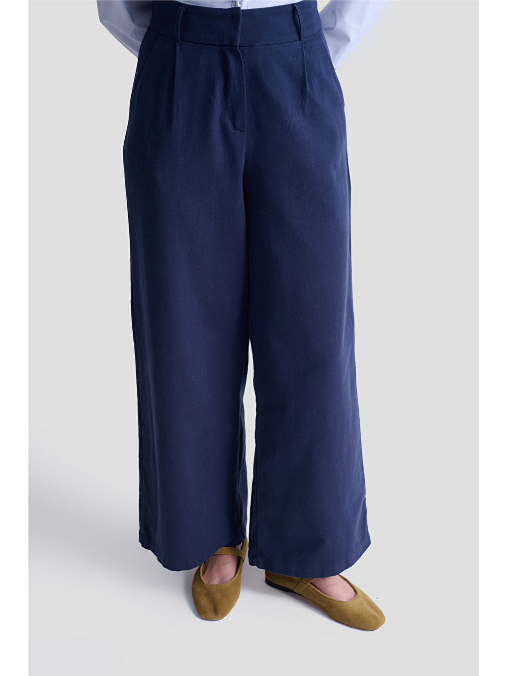 Denim Görünümlü Palazzo Pantolon 25Y2805 Lacivert-3