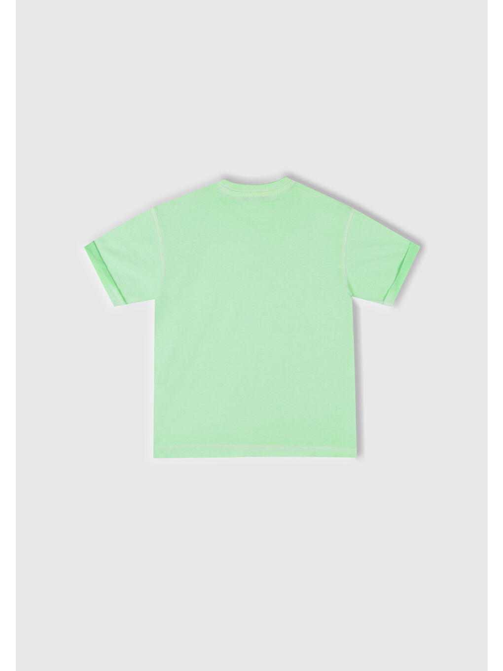 Erkek Çocuk Açık Yeşil Soluk Efektli Logo İşlemeli Oversize T-Shirt-2