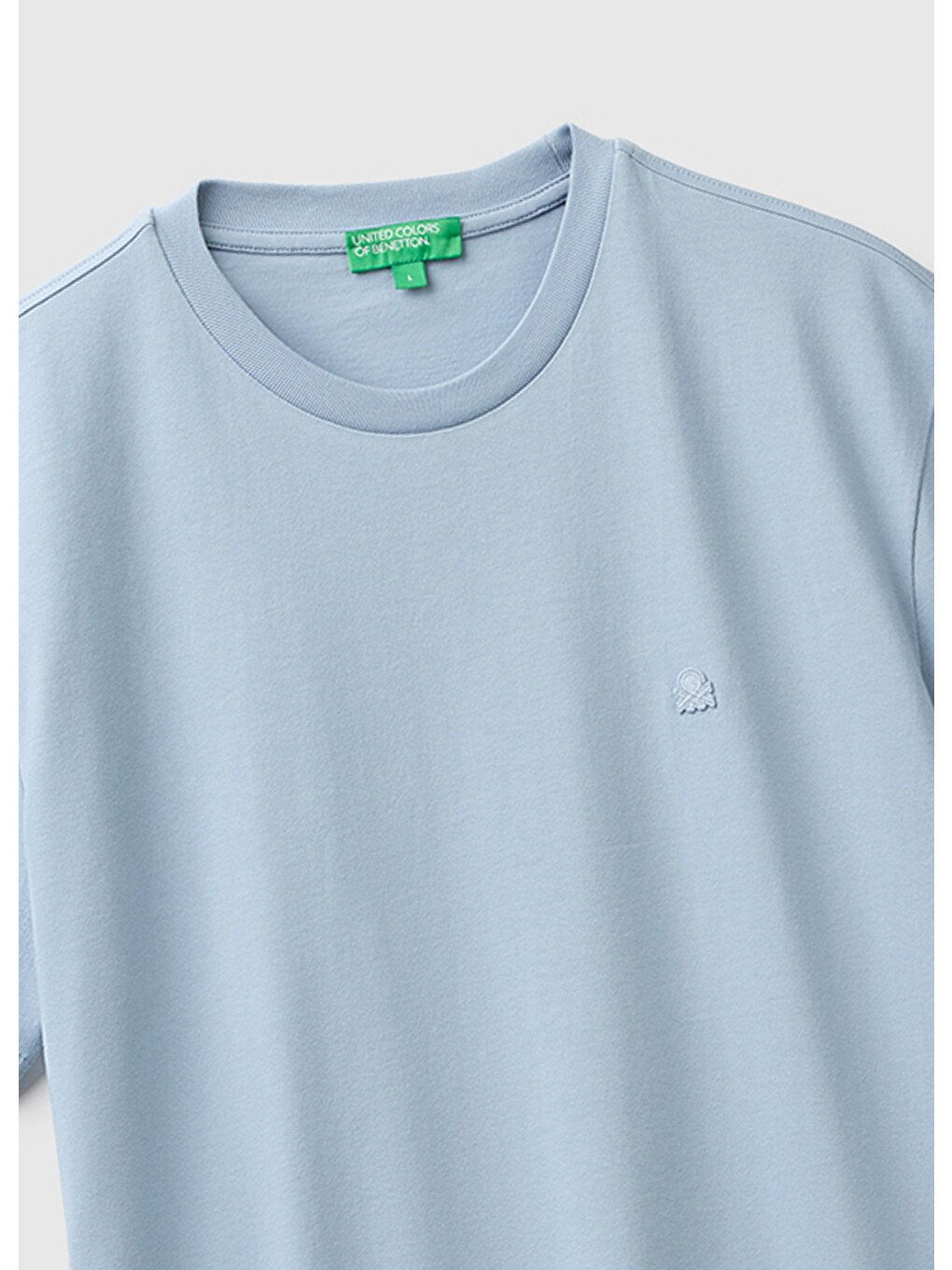 Erkek Açık Mavi %100 Pamuk Logolu Bisiklet Yaka T-shirt-2