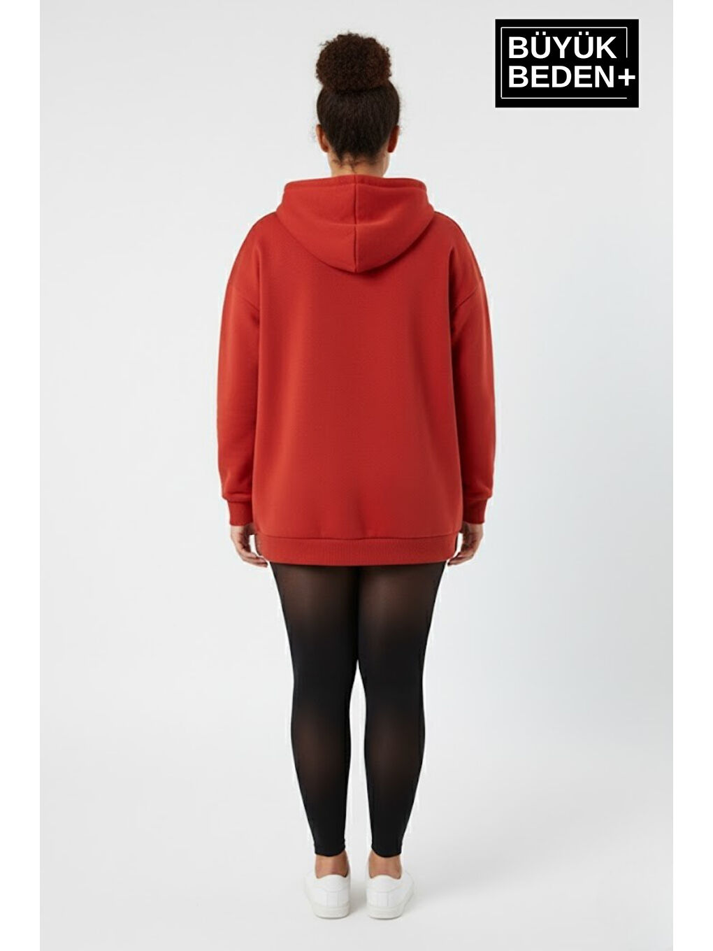 Kırmızı Kadın Büyük Beden Rahat Kalıp Hoodie -Unified Baskılı Kapüşonlu Sweatshirt SPR26BSWK968-2