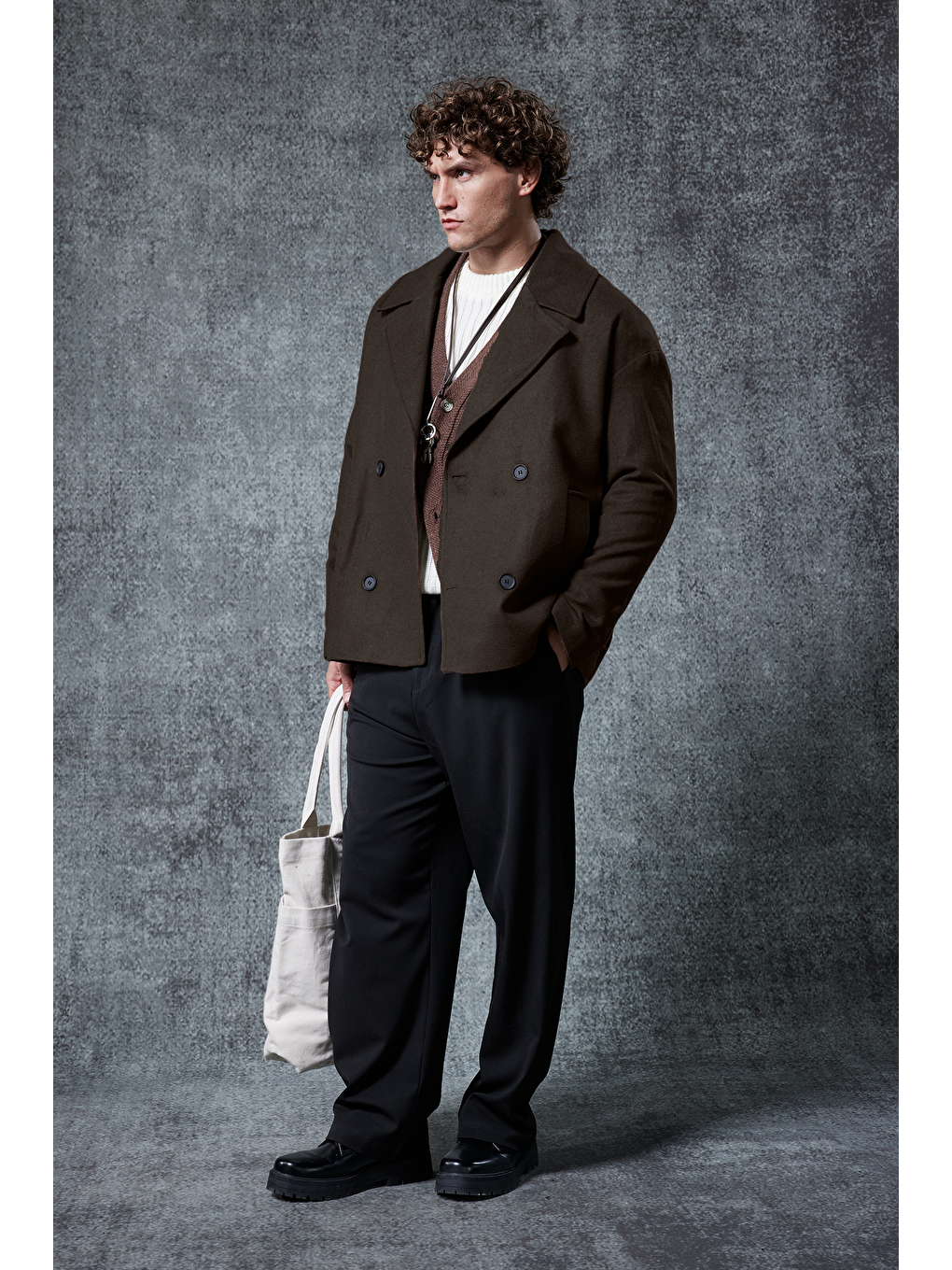 Kahverengi Erkek Oversize Kruvaze Kaban Koyu Kahve-3