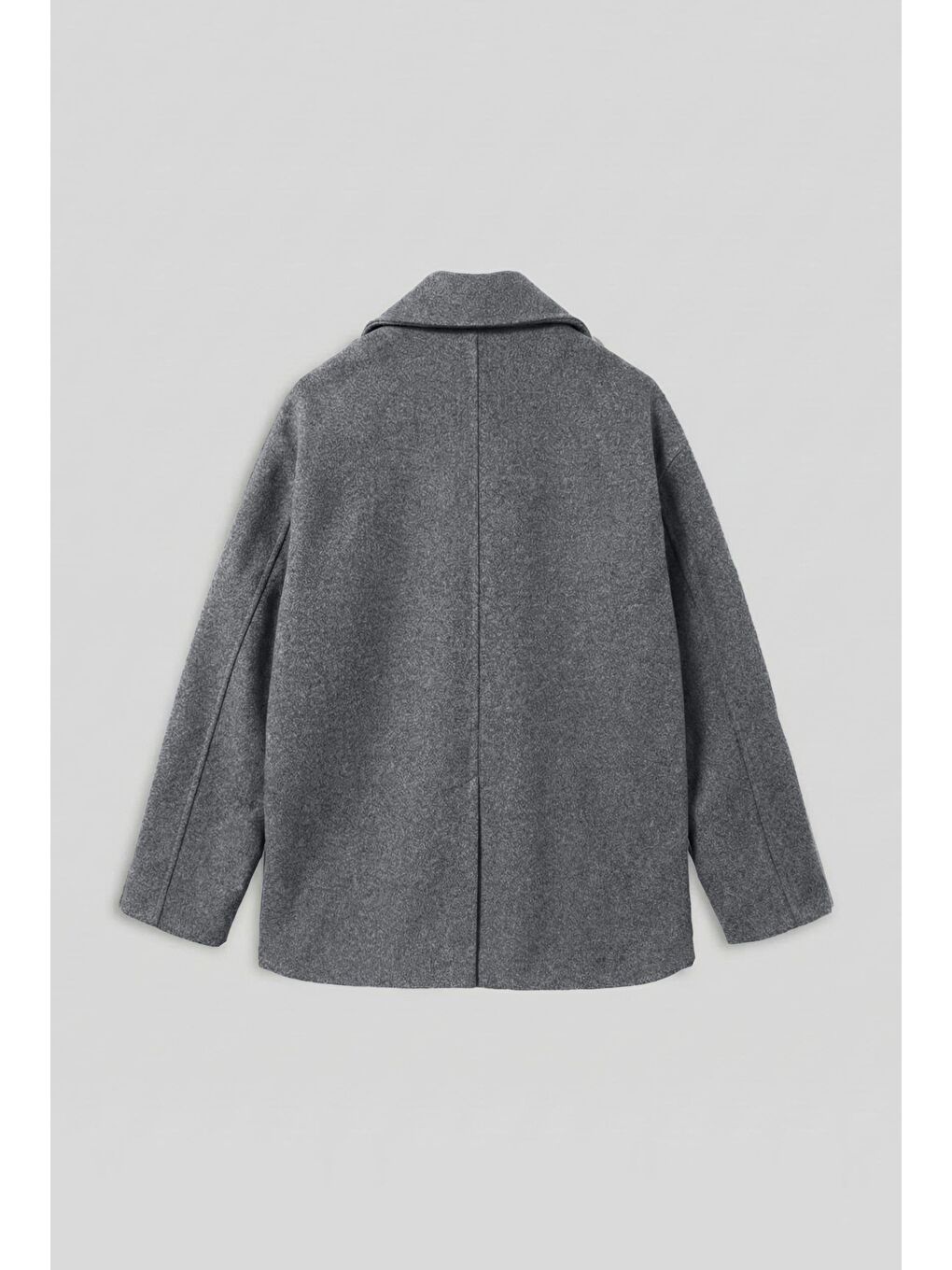 Erkek Oversize Kruvaze Kaban Koyu Gri-1