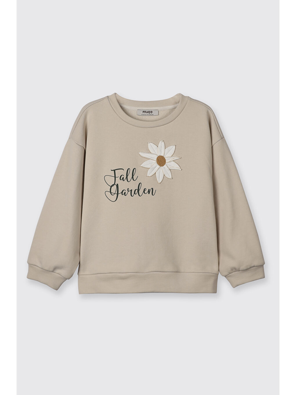 Kız Çocuk Çiçek Motifli Sweatshirt Bej