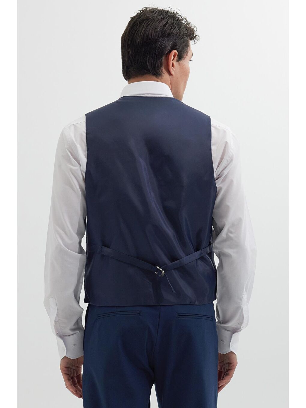 Erkek Standart Fit Normal Kesim Düz Fleto Cepli Lacivert Yelek-6