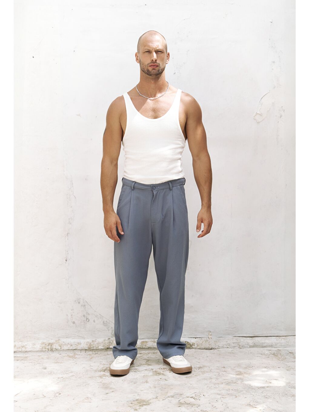 Ayyubay İndigo Pileli Erkek %100 Pamuk Pantolon-1