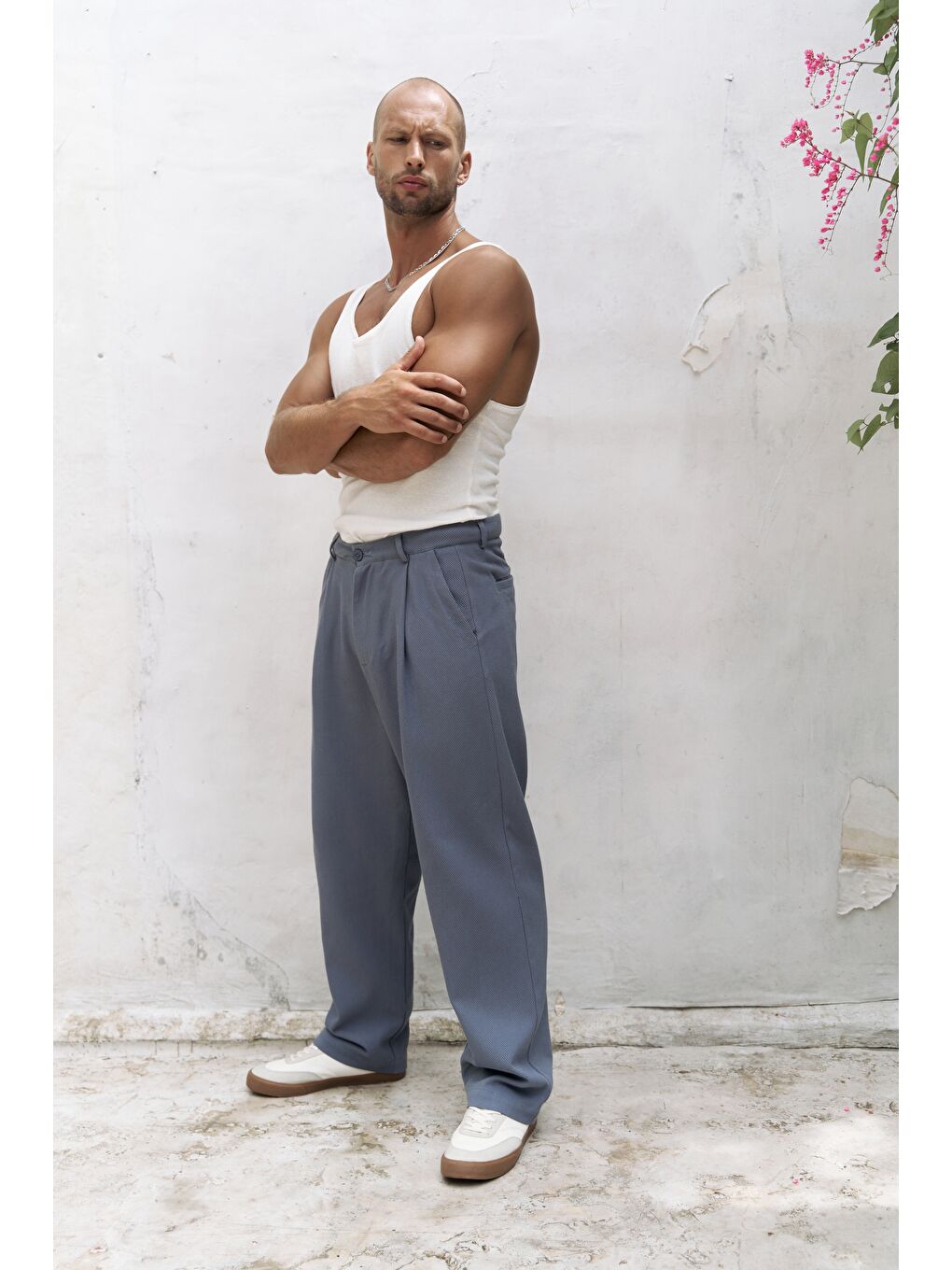 Ayyubay İndigo Pileli Erkek %100 Pamuk Pantolon-2