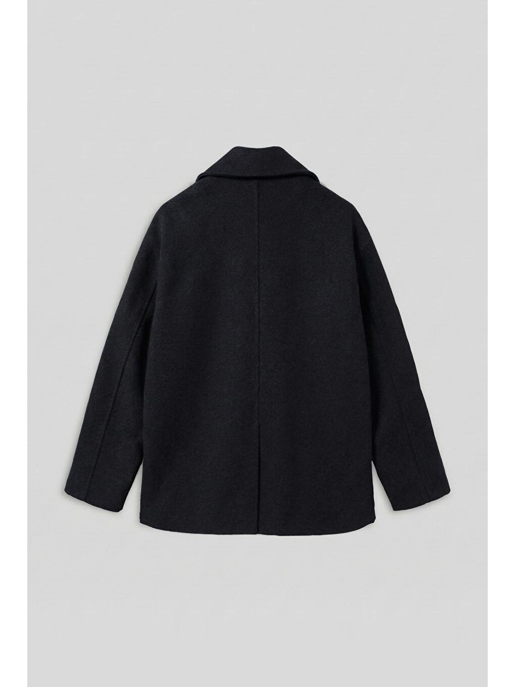 Erkek Oversize Kruvaze Kaban Siyah-1