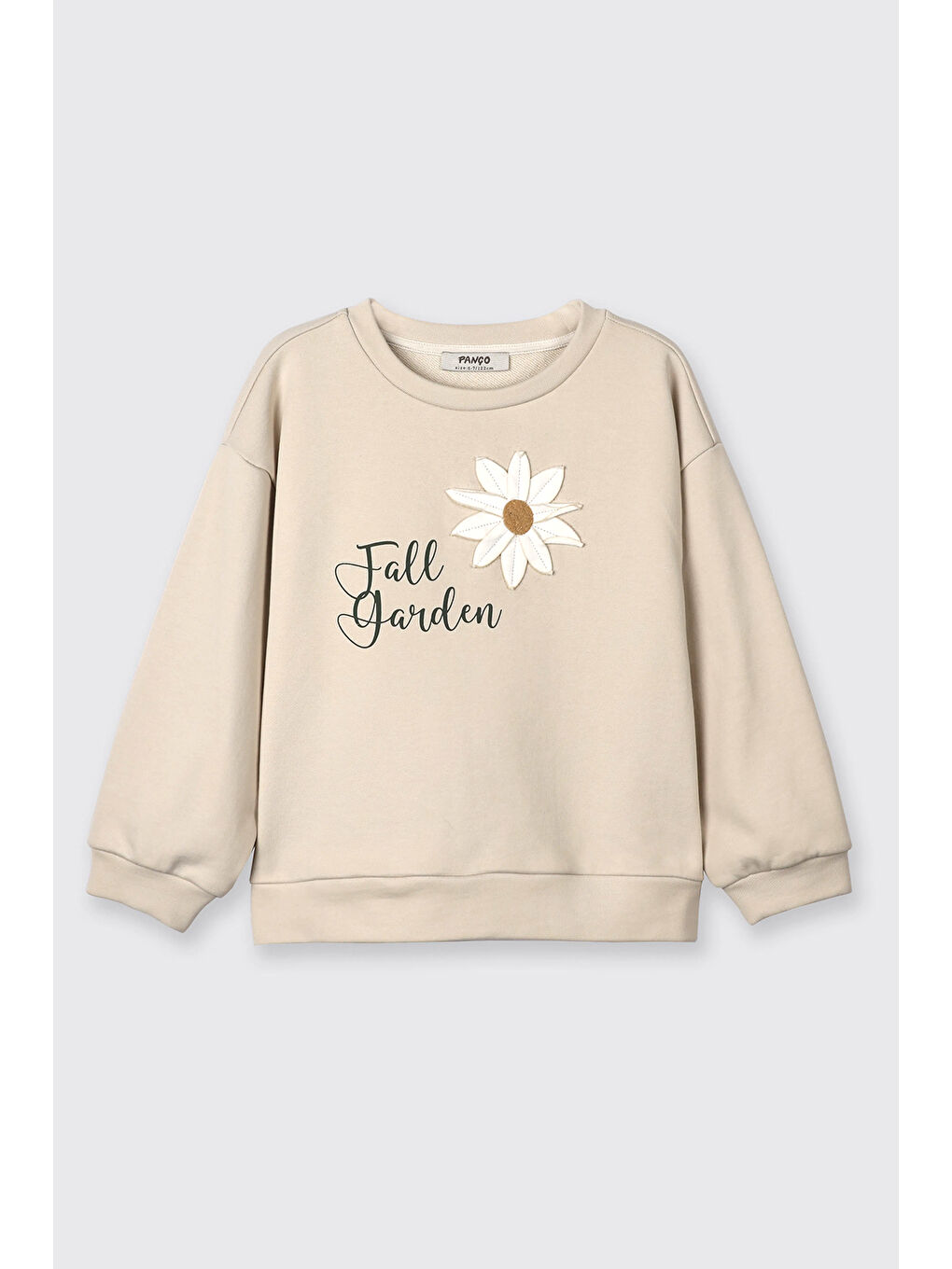 Kız Çocuk Çiçek Motifli Sweatshirt Bej-6