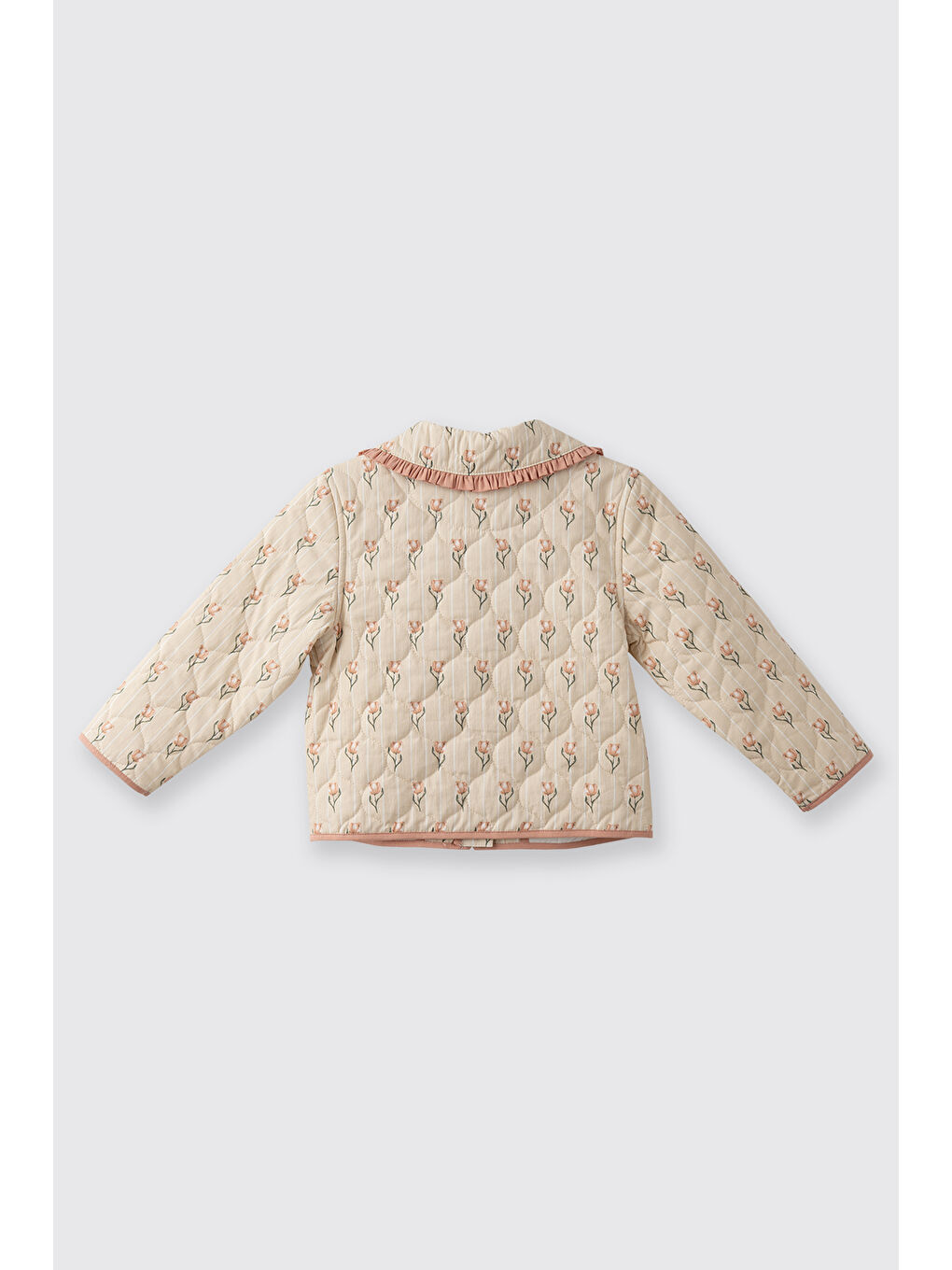 Kız Çocuk Desenli Kapitone Ceket Bej-2