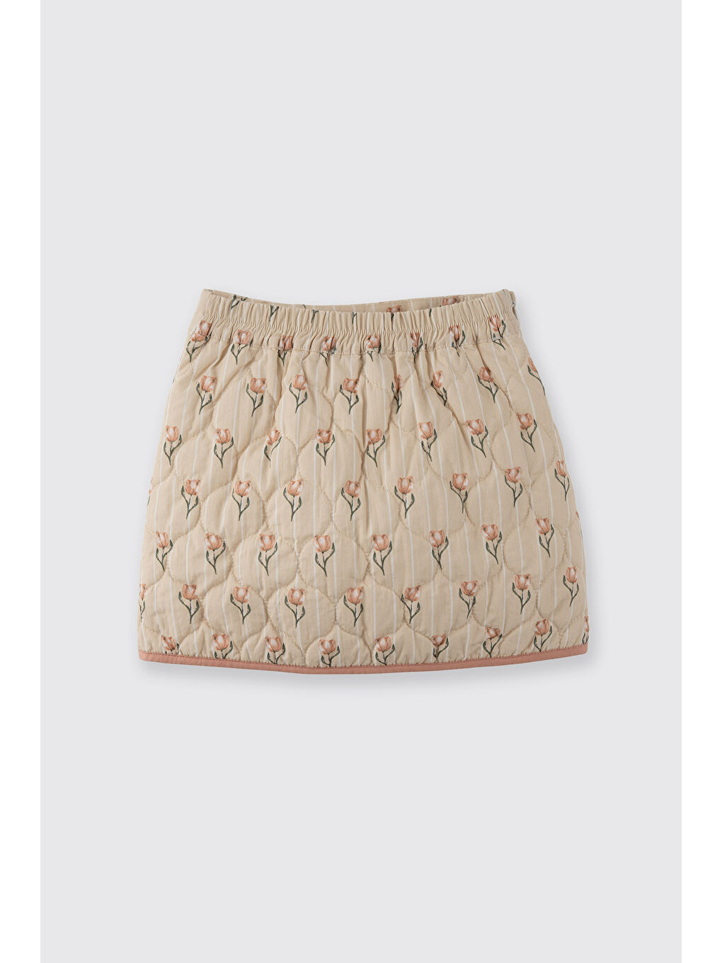 Kız Çocuk Desenli Kapitone Etek Bej-2