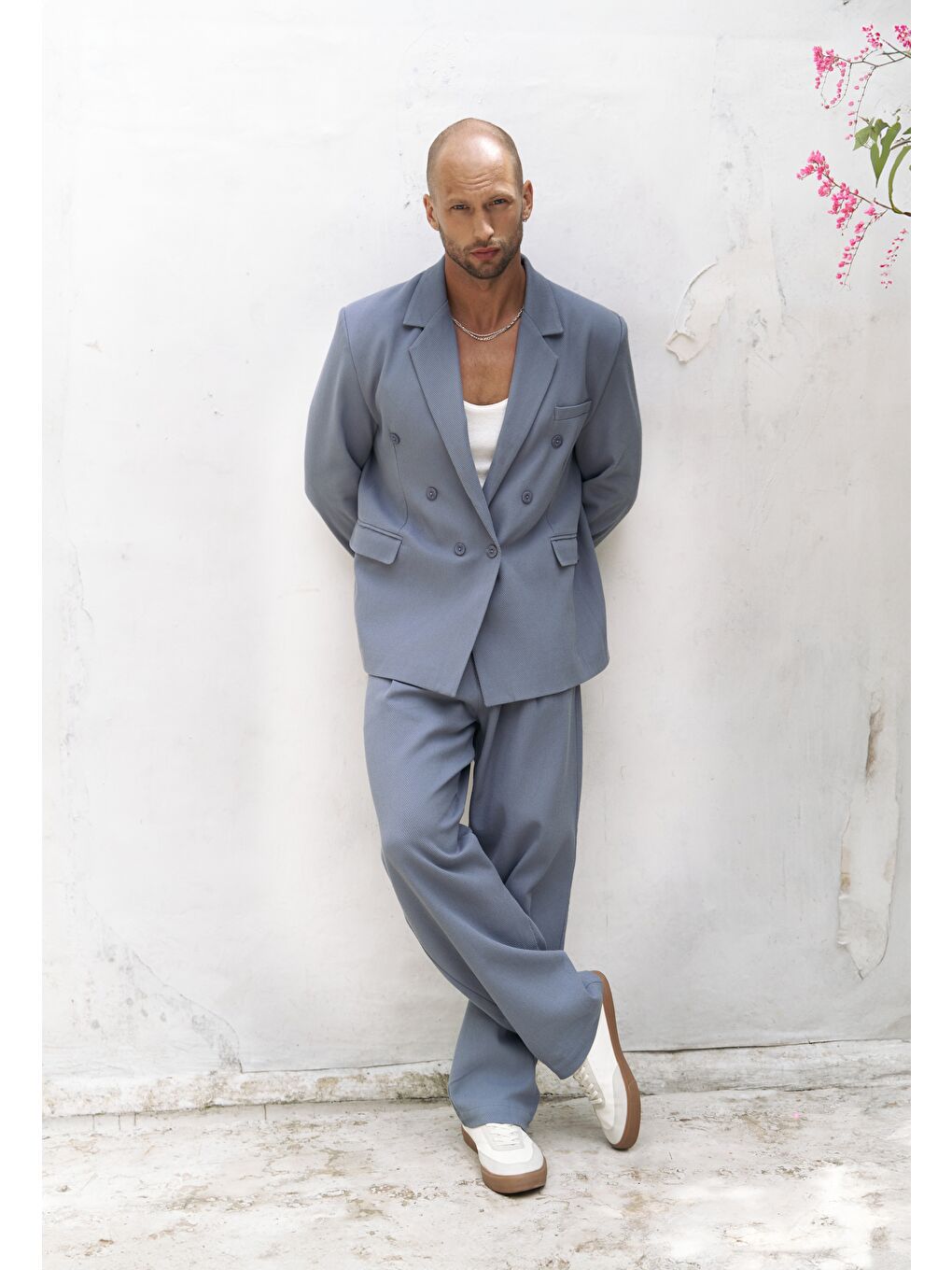 Ayyubay İndigo Pileli Erkek %100 Pamuk Pantolon-4