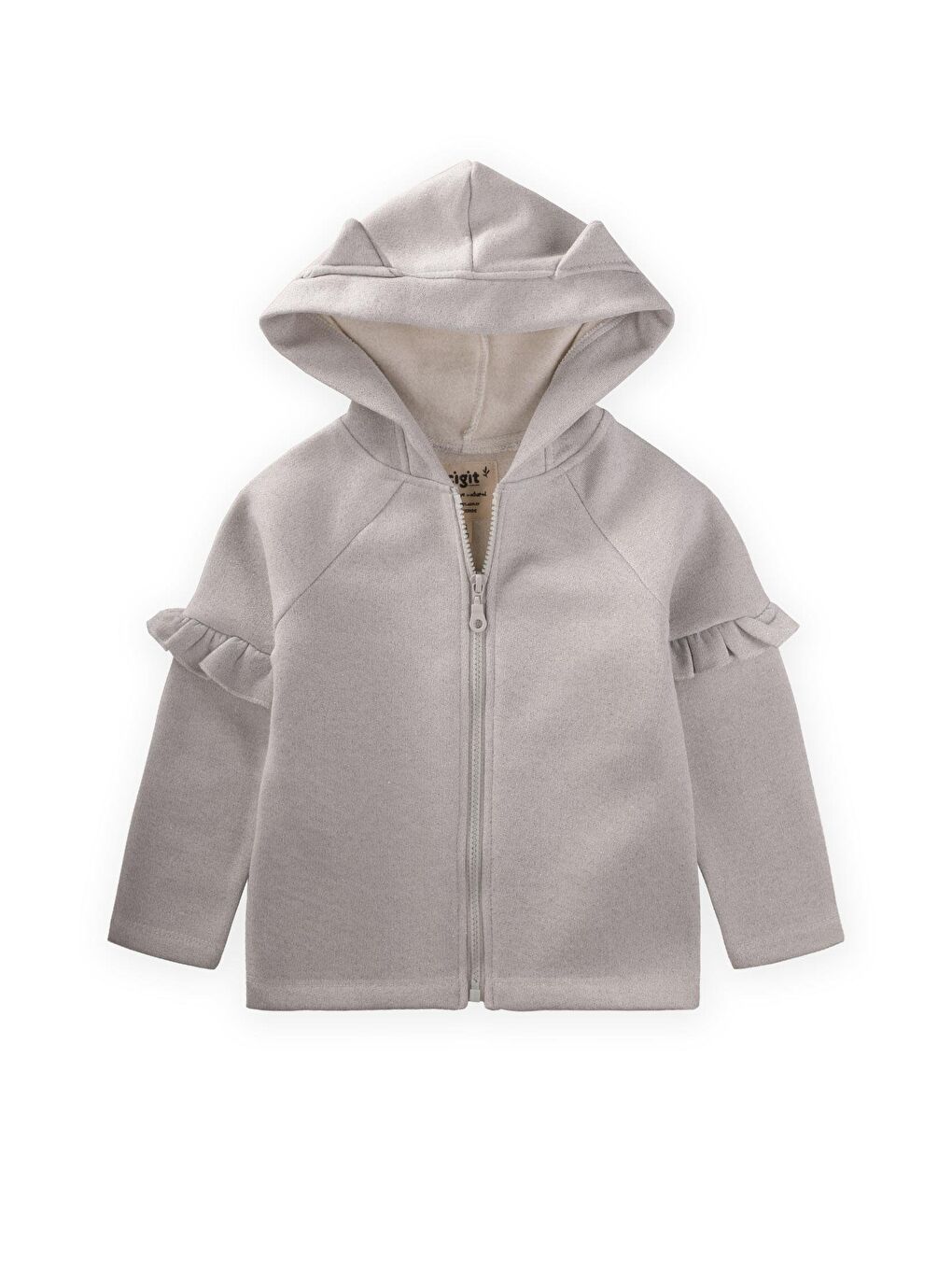 Simli Kapüşonlu Kız Hırka 2 8 Yaş Gri