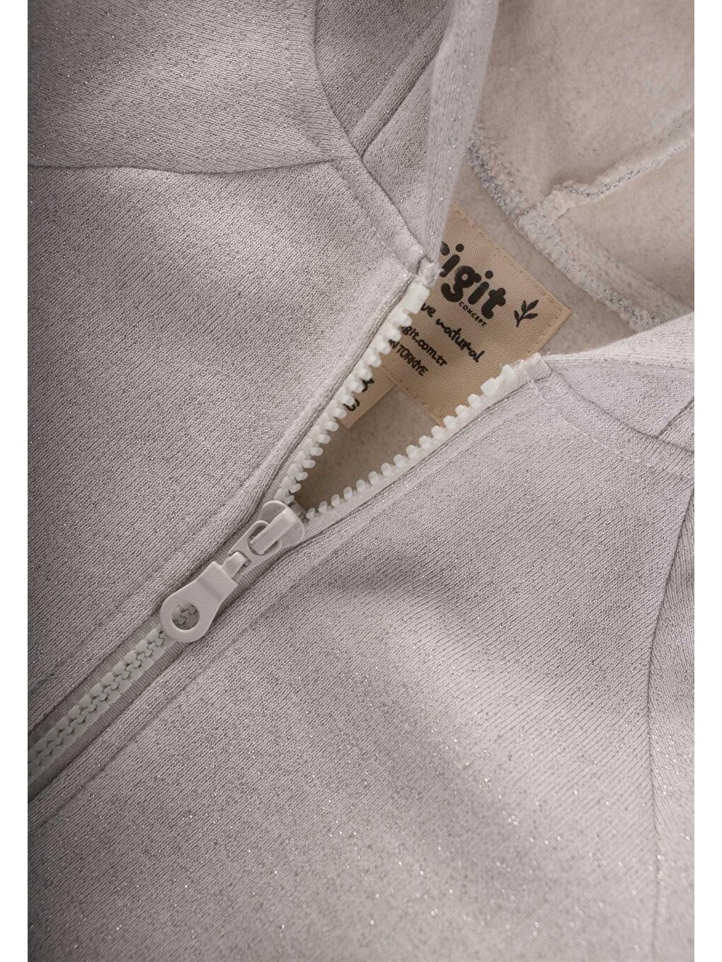 Simli Kapüşonlu Kız Hırka 2 8 Yaş Gri-2