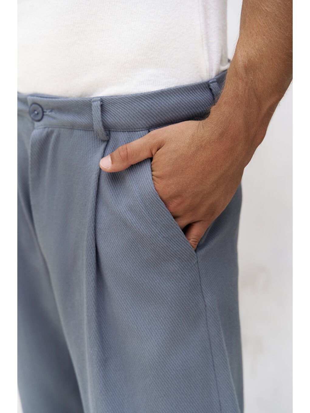 Ayyubay İndigo Pileli Erkek %100 Pamuk Pantolon-6