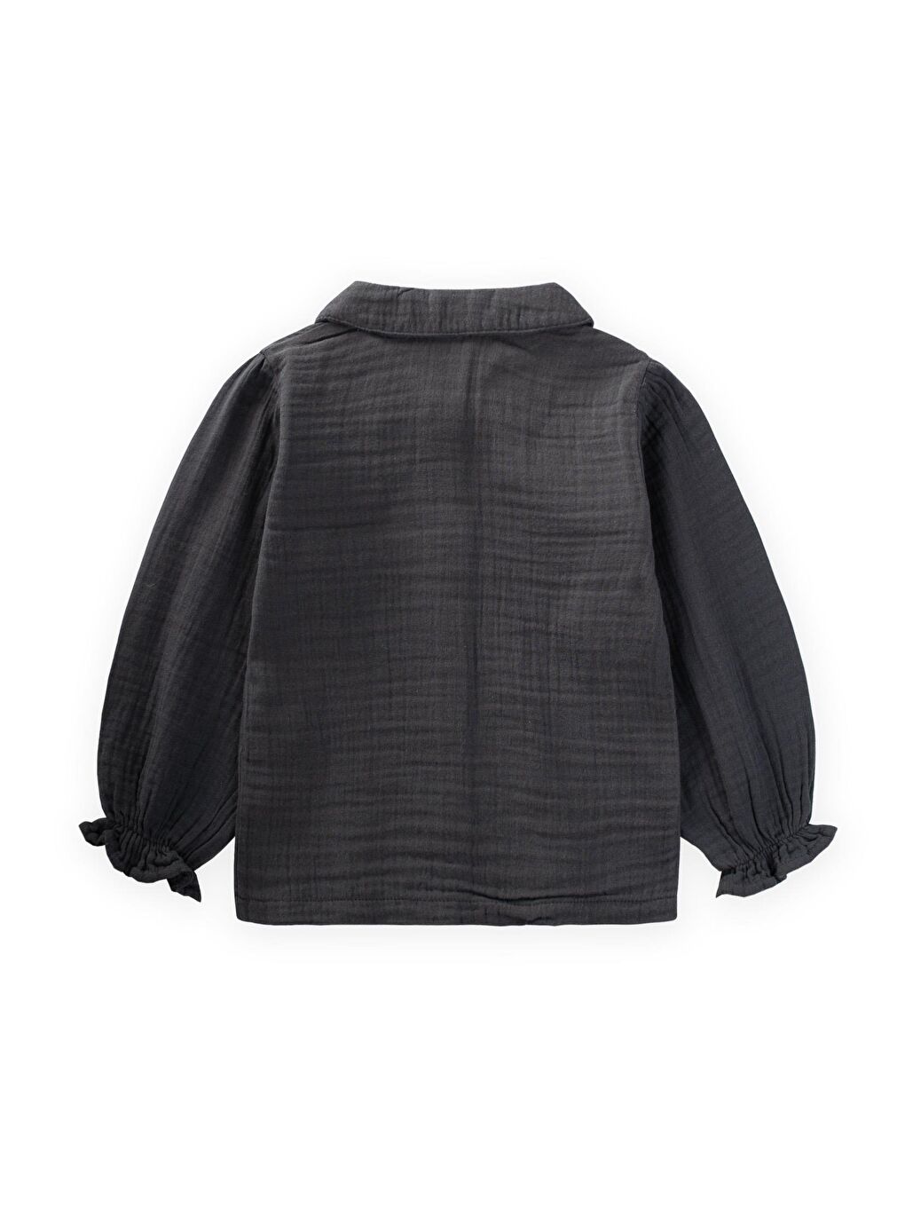 Antrasit Kız Çocuk Nakışlı Müslin Gömlek-1