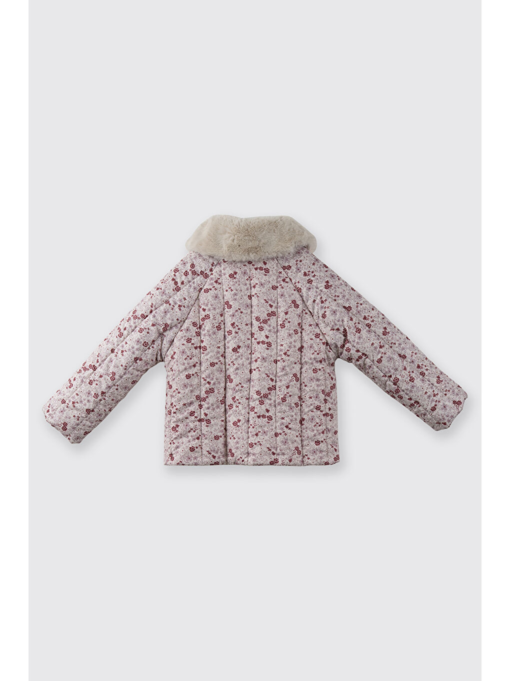 Kız Çocuk Çiçek Desenli Mont Ekru-2