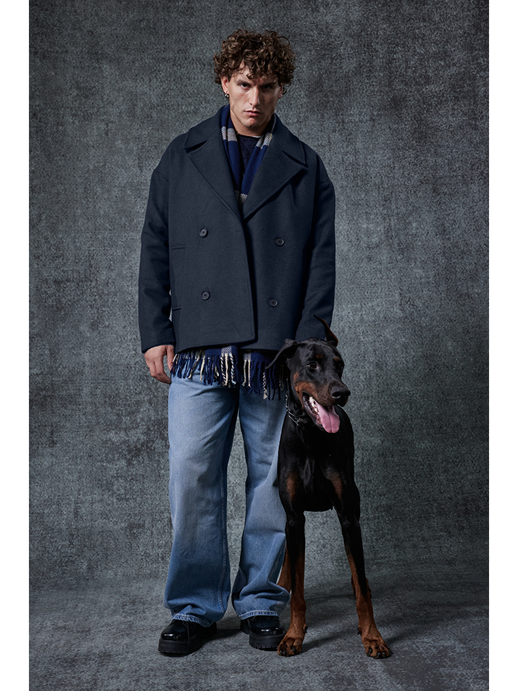 Erkek Oversize Kruvaze Kaban Lacivert-3